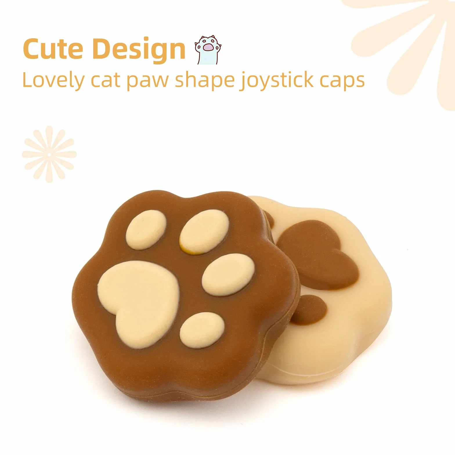 GeekShare 4PCS Cat Paw Shape Thumb Grip Caps,Soft Silicone Joystick Cover Compatible with Switch/OLED/Switch Lite (Milk Tea Brown)