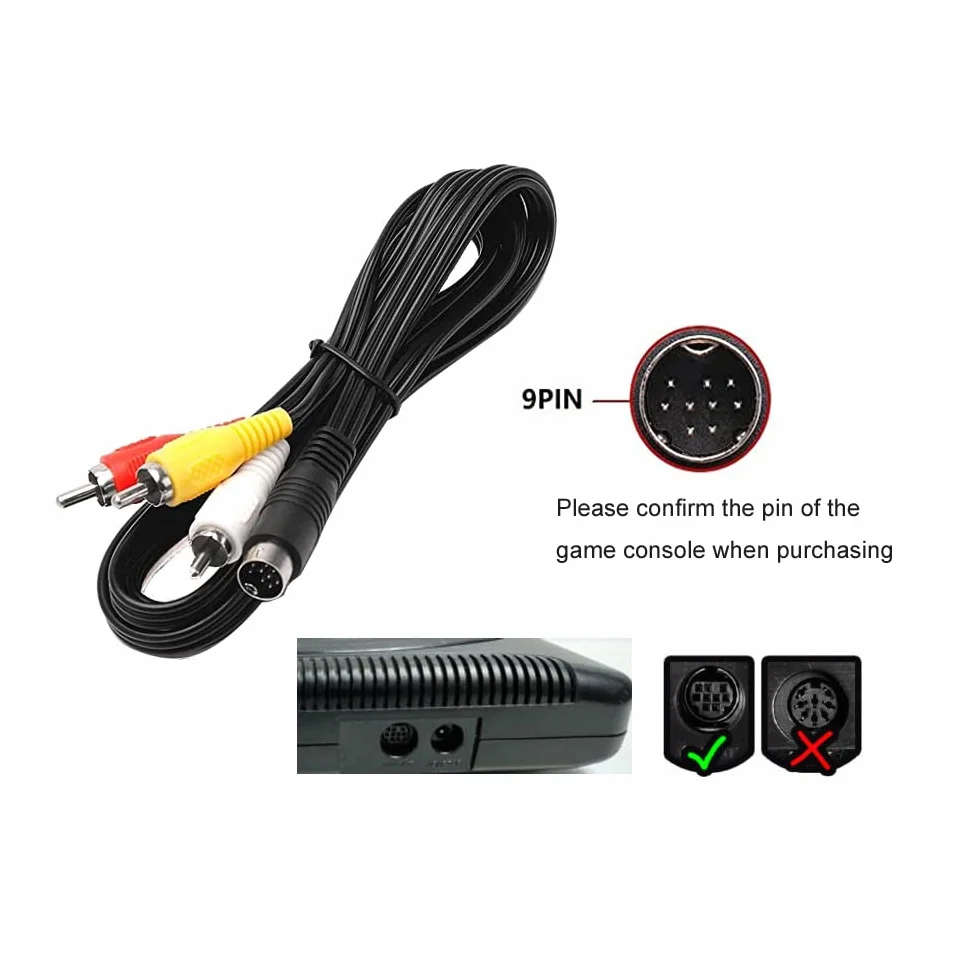 1 szt. Kabla AV Wideo Audio Kompozytowego TV Kompatybilny z Mega Drive 1 i 1 szt. Kabla AV 9-pin 1.8 m Kompatybilny z Mega Drive 2/3
