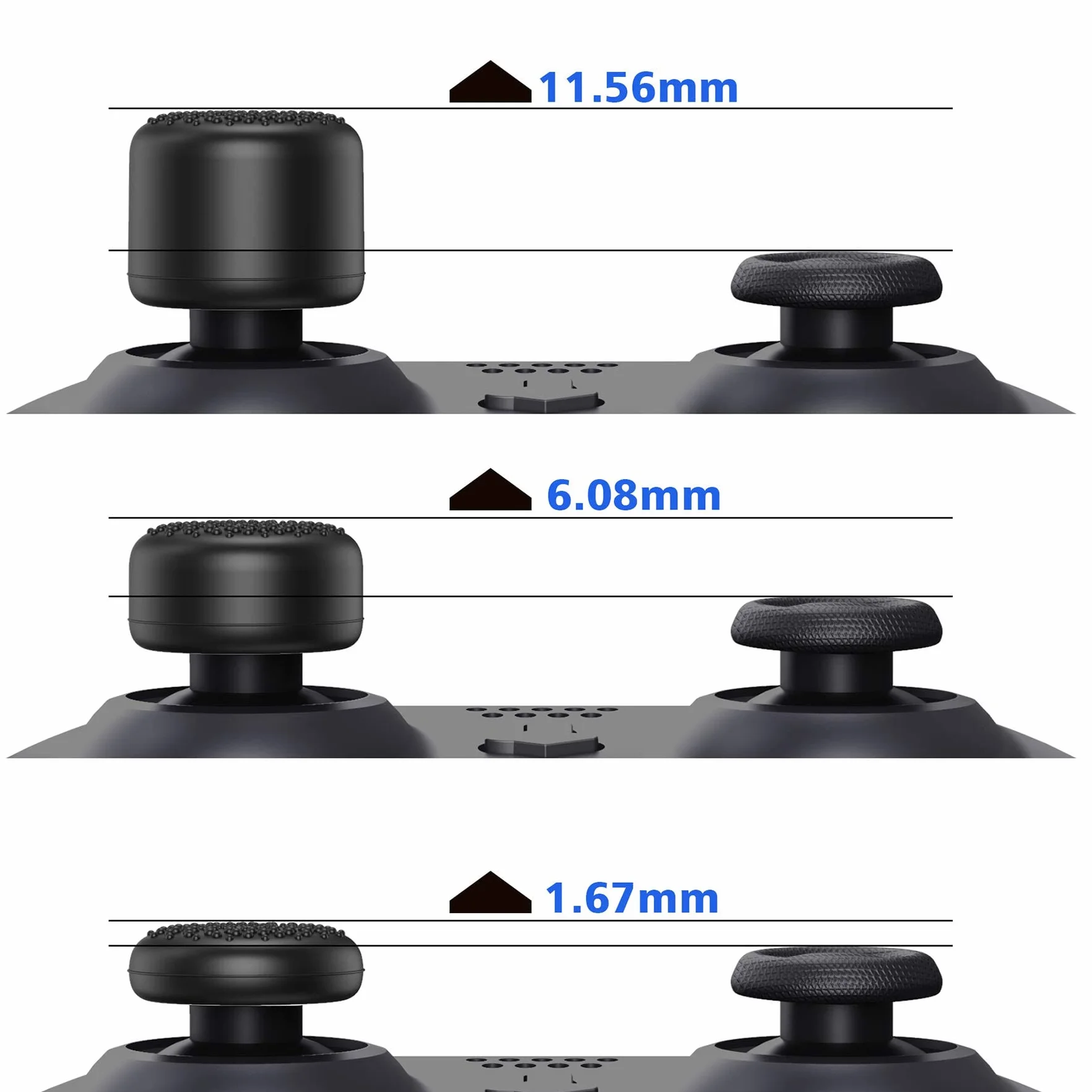 PlayVital Silikonowa Nakładki na Gałki do ps5 do ps4 Controller, Thumb Grip Caps do Xbox One/Series X S Osłona Joysticka do Switch Pro Pokrowiec na Joystick do Xbox One-Czarny
