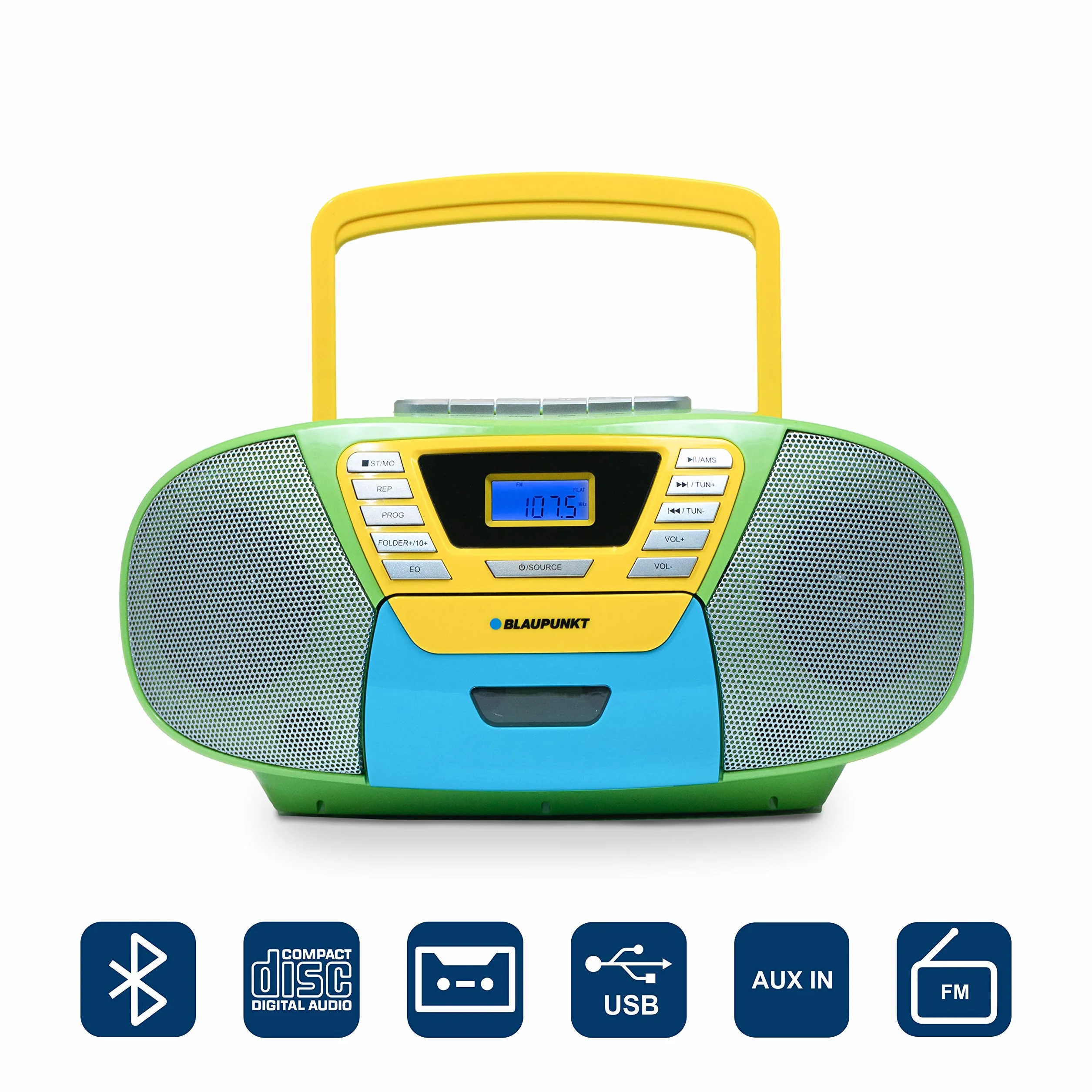 Blaupunkt B 120 MC przenośny odtwarzacz z Bluetooth | magnetofon | funkcja audiobooka | odtwarzacz CD z USB | małe radio | Aux In | radio PLL FM | kolorowy