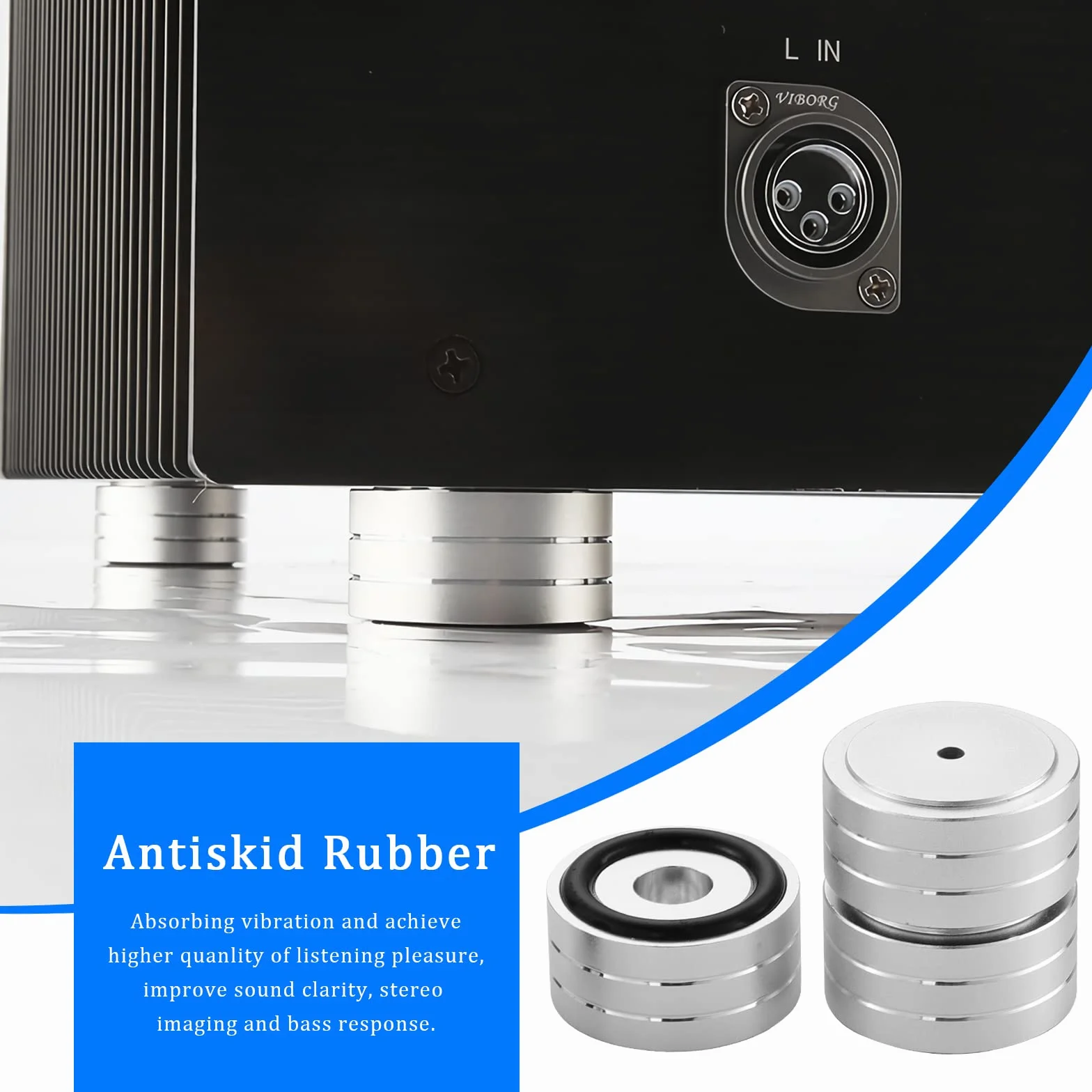 4 aluminiowe nóżki do głośnika do gramofonu HiFi, 40 x 20 mm nóżki amortyzatorów (czarne)