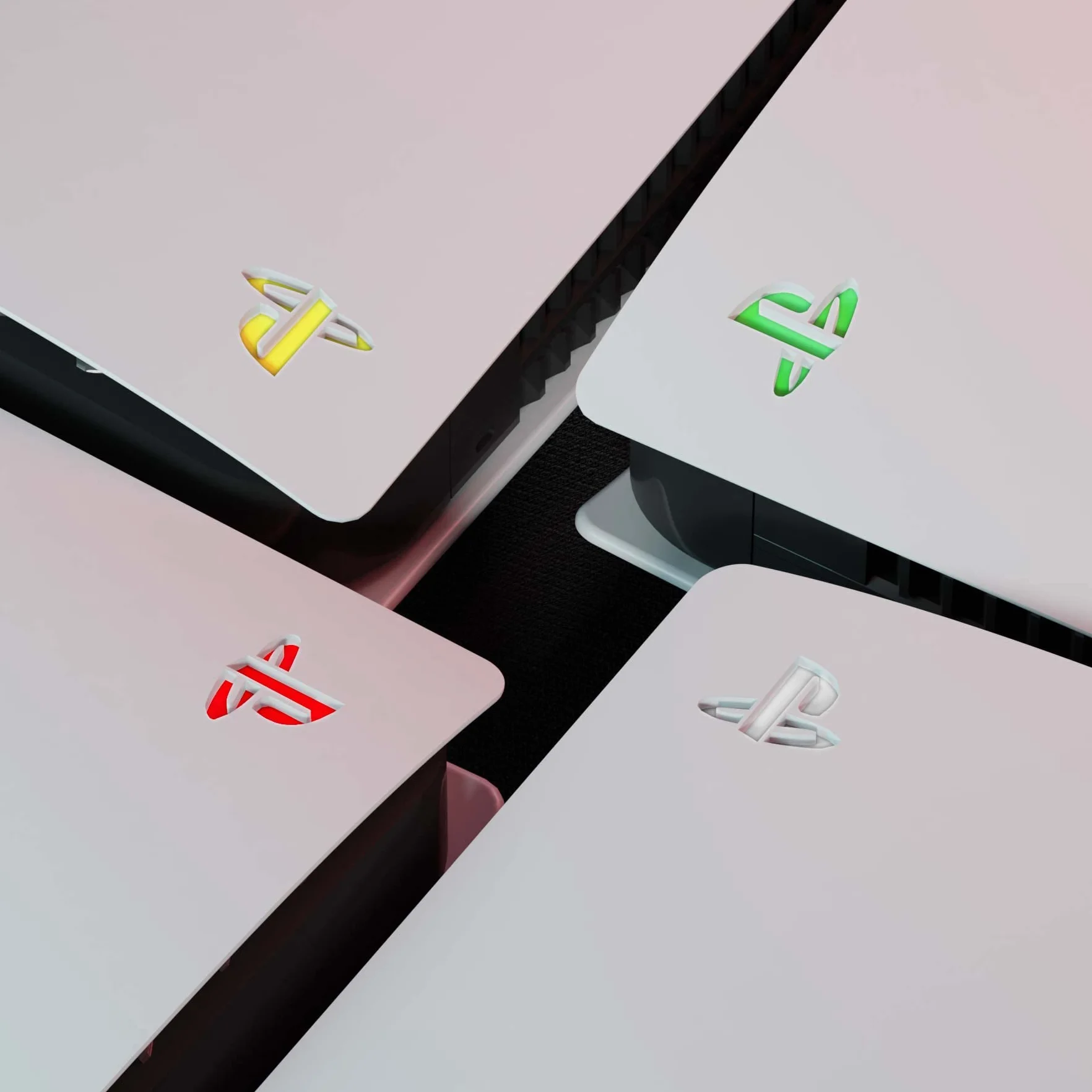 PlayVital 12 pcs Sticker LOGO kompatybilny z ps5 Konsola,Logo Underlay Sticker do ps5,Ochronne Naklejki do ps5-9 Kolorów i 3 Klasyczne Style Retro