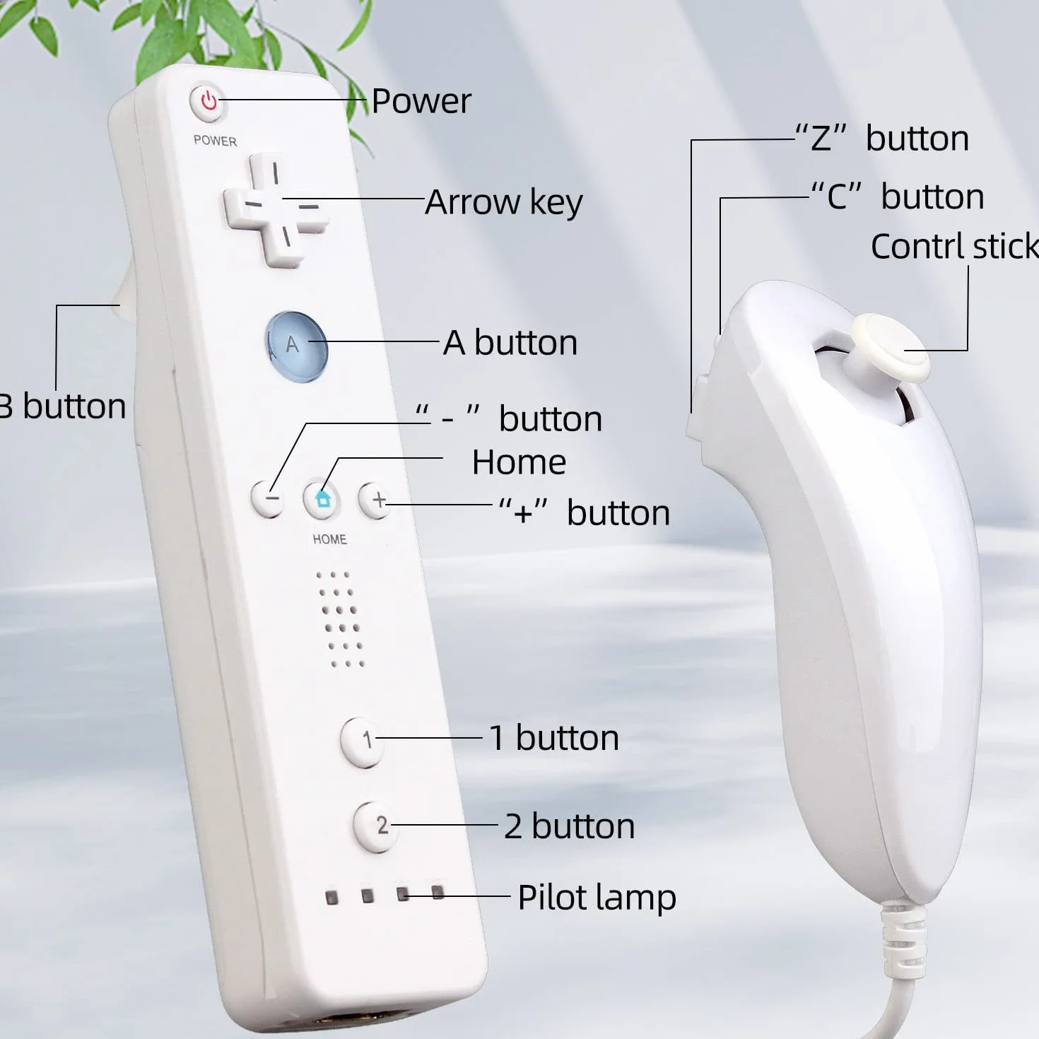OSTENT Zdalny Sterownik Czujnika Ruchu + Przewodowy Nunchuck Combo do Konsoli Nintendo Wii - Kolor Biały