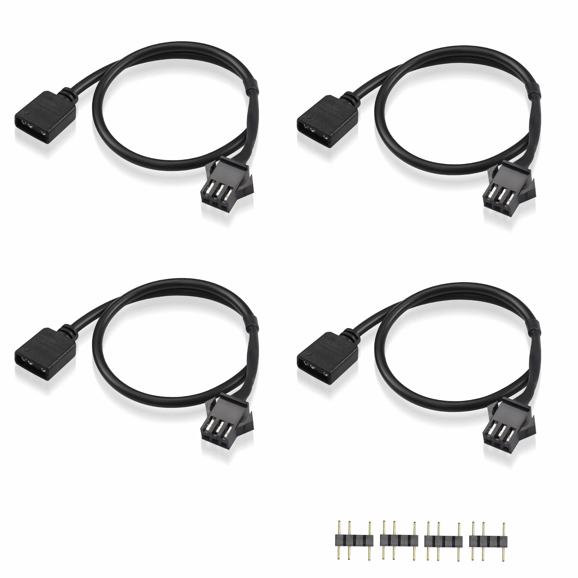 GINTOOYUN Kabel Przedłużający RGB 3-Pinowy na SM, Żeńska Wtyczka ARGB, Kabel 5V Adresowalny do Wentylatora, Taśmy LED PC (0,98 ft) (Styl 4)