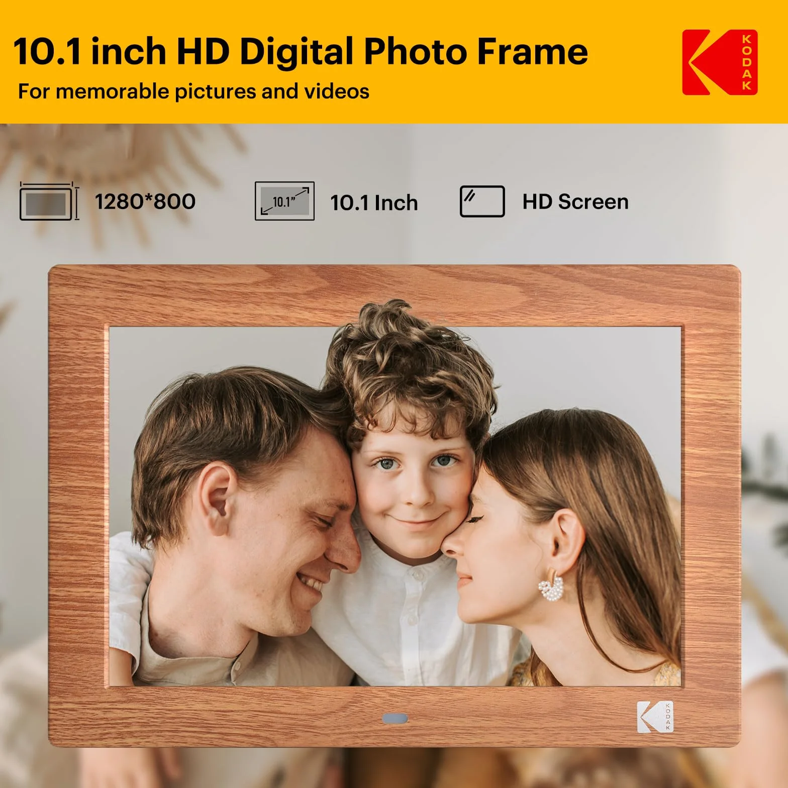 KODAK 10-calowa cyfrowa ramka na zdjęcia, cyfrowa ramka na zdjęcia bez WiFi z pilotem, elektroniczna ramka cyfrowa z ekranem HD IPS, zdjęcia/wideo/odtwarzacz muzyki, automatyczne włączanie/wyłączanie