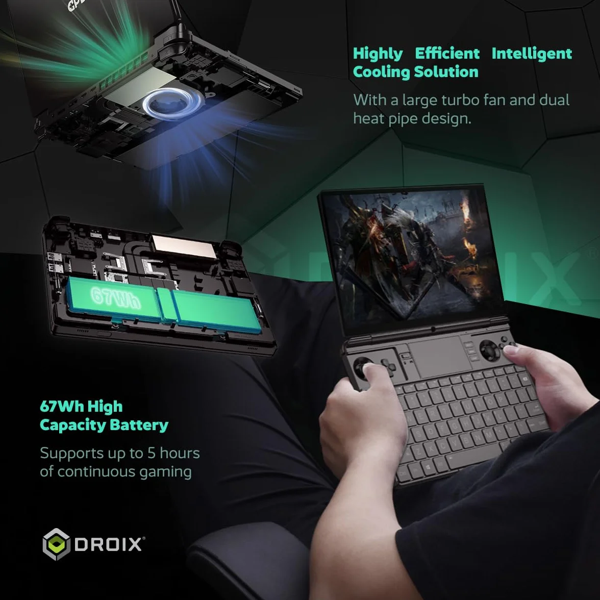 GPD WIN MAX 2 2025 przenośny komputer do gier z AMD Ryzen AI 9 HX 370, Radeon 890M, 64 GB RAM, dyskiem SSD 2 TB, OcuLink, 10,1-calowym wyświetlaczem IPS.