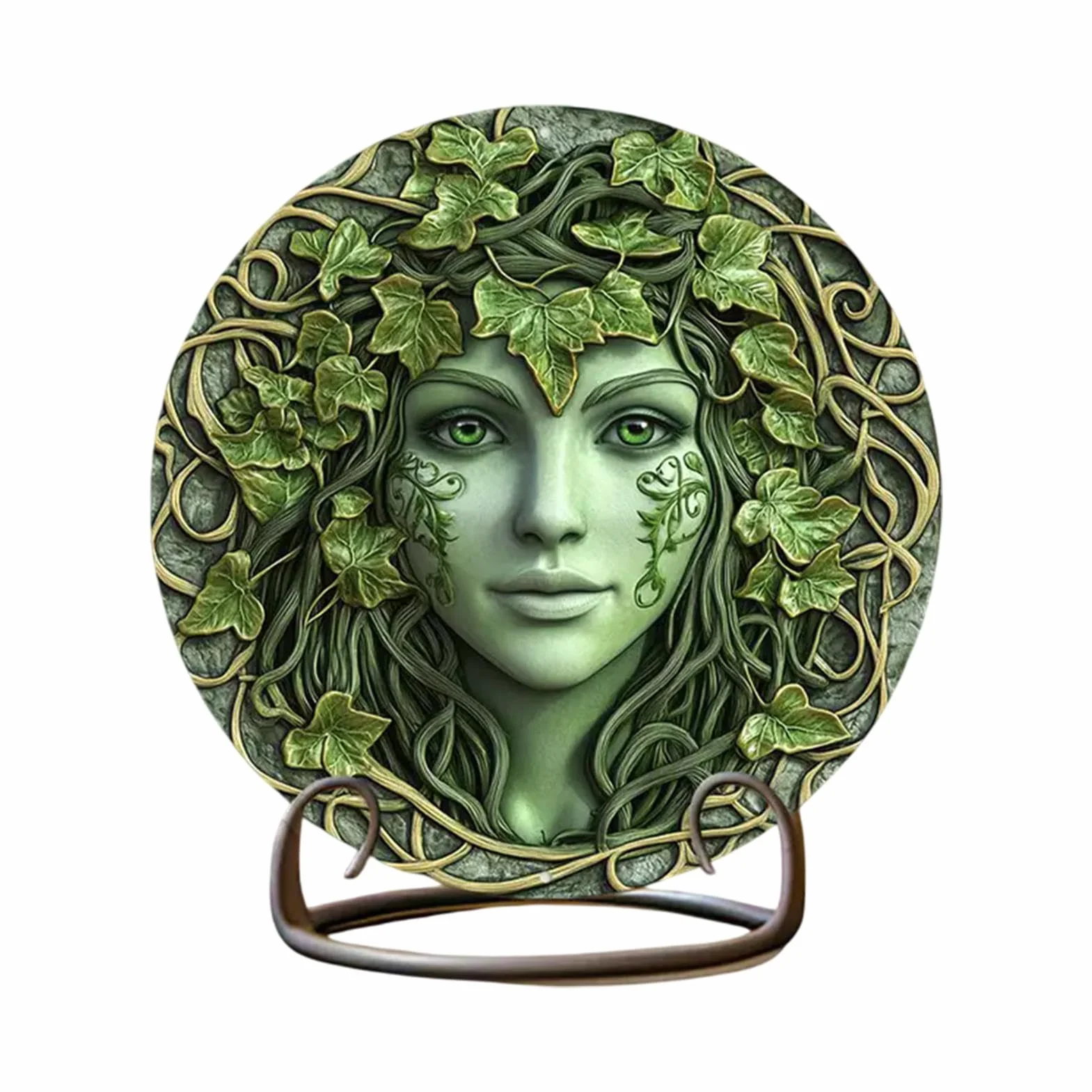 Goddess Tree Lady Decor, Wooden Retro Statue 9.06x9.06in Lightweight Wooden Mythical, Vines Design Living Room, Fantasy Table Sculpture for Home Decoration