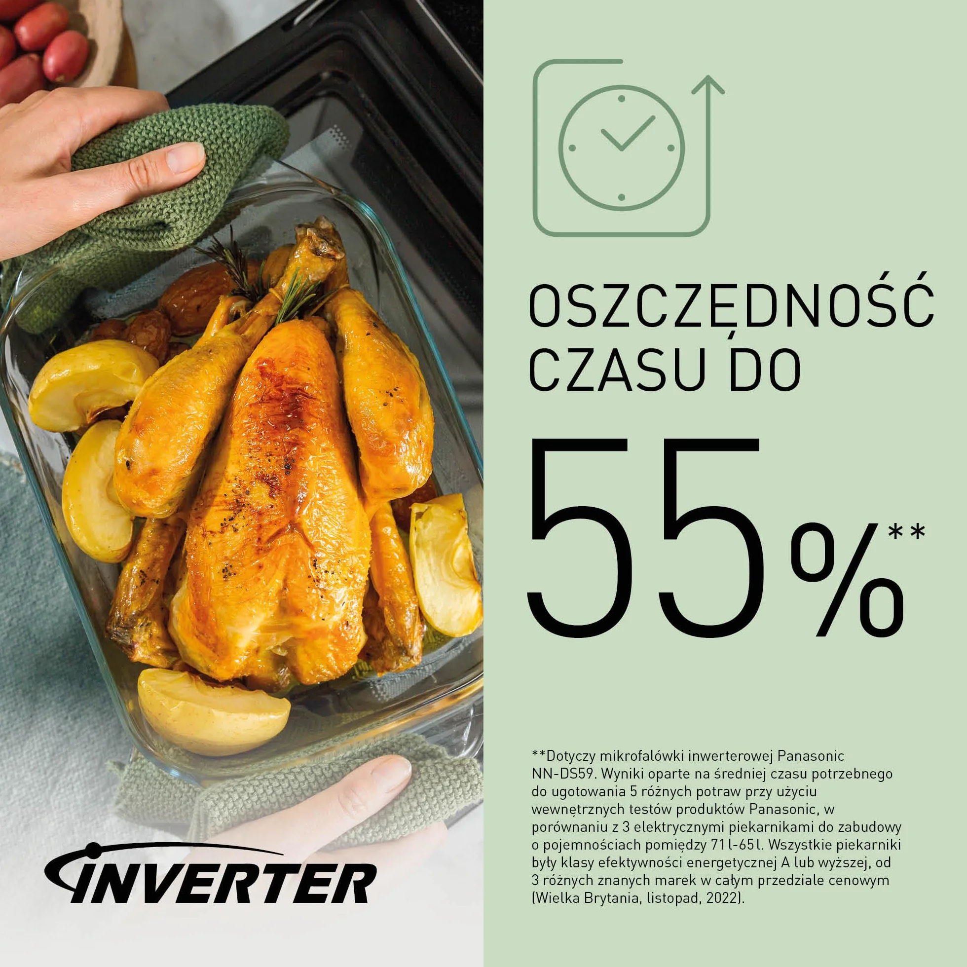 Panasonic NN-DS59N parowa kuchenka wielofunkcyjna 4w1 (technologia inwerterowa, 27l, para o mocy 1100W, grill kwarcowy 1350W, funkcja piekarnika), srebrna