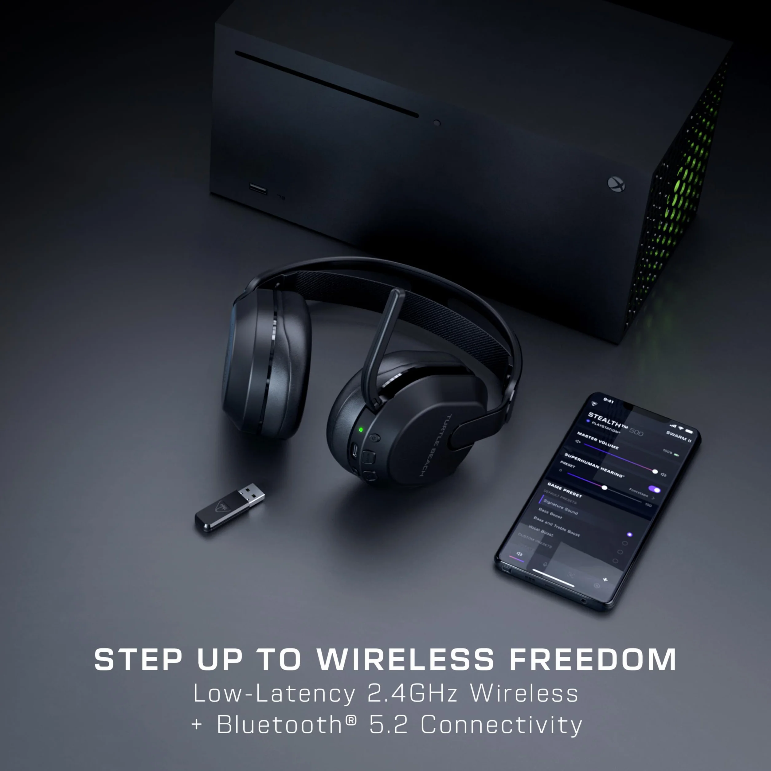Turtle Beach Stealth 500 Czarny Xbox Bezprzewodowe Słuchawki Gamingowe w/ 40hr Bateria na Xbox Series X|S, Xbox One & Bluetooth na Switch, PC & Mobile