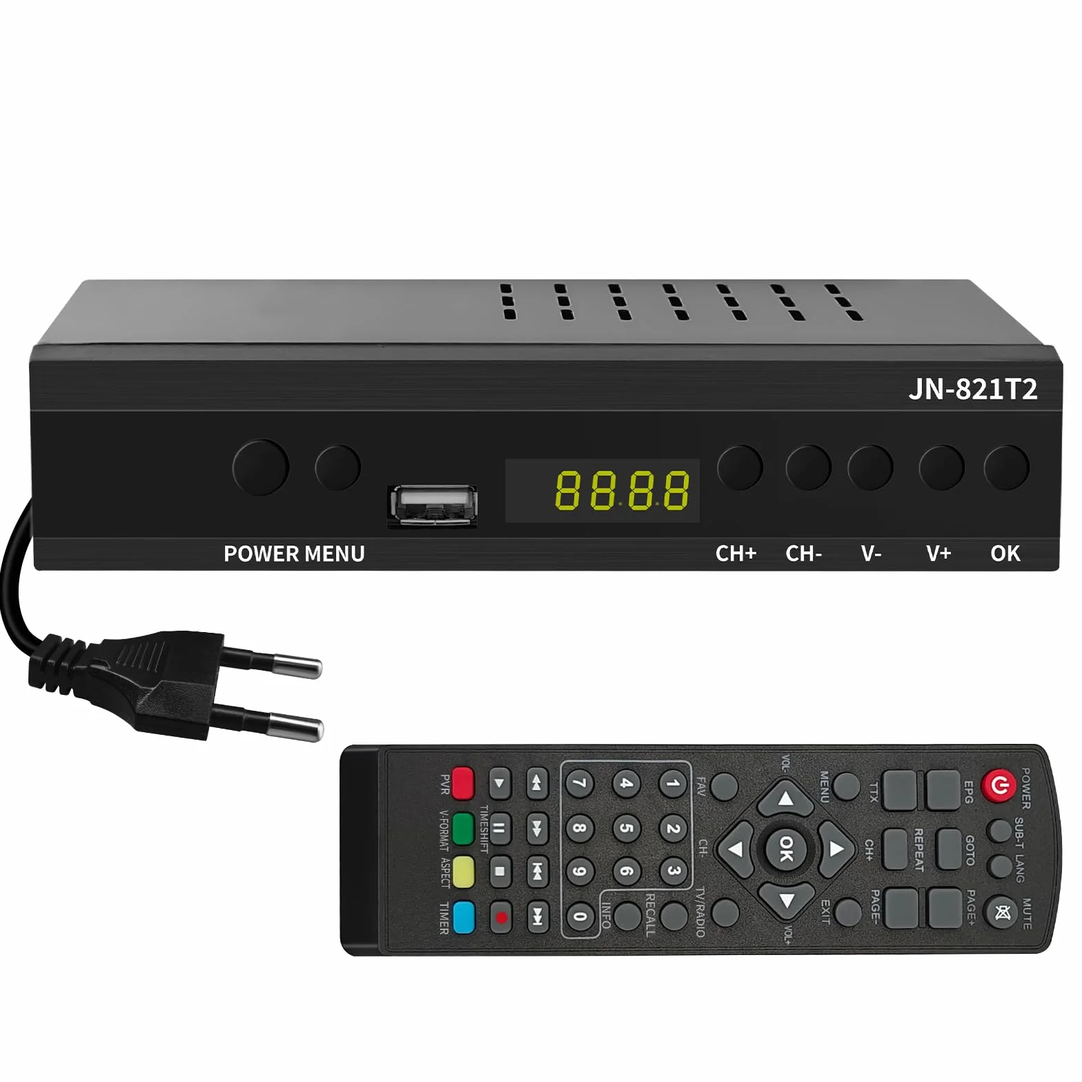 2024 H.265 Hevc Main odbiornik cyfrowy DVB-T2, cyfrowy odbiornik naziemny, telewizor SCART Full HD 1080p, odbiera wszystkie bezpłatne kanały, obsługuje multimedia PVR USB