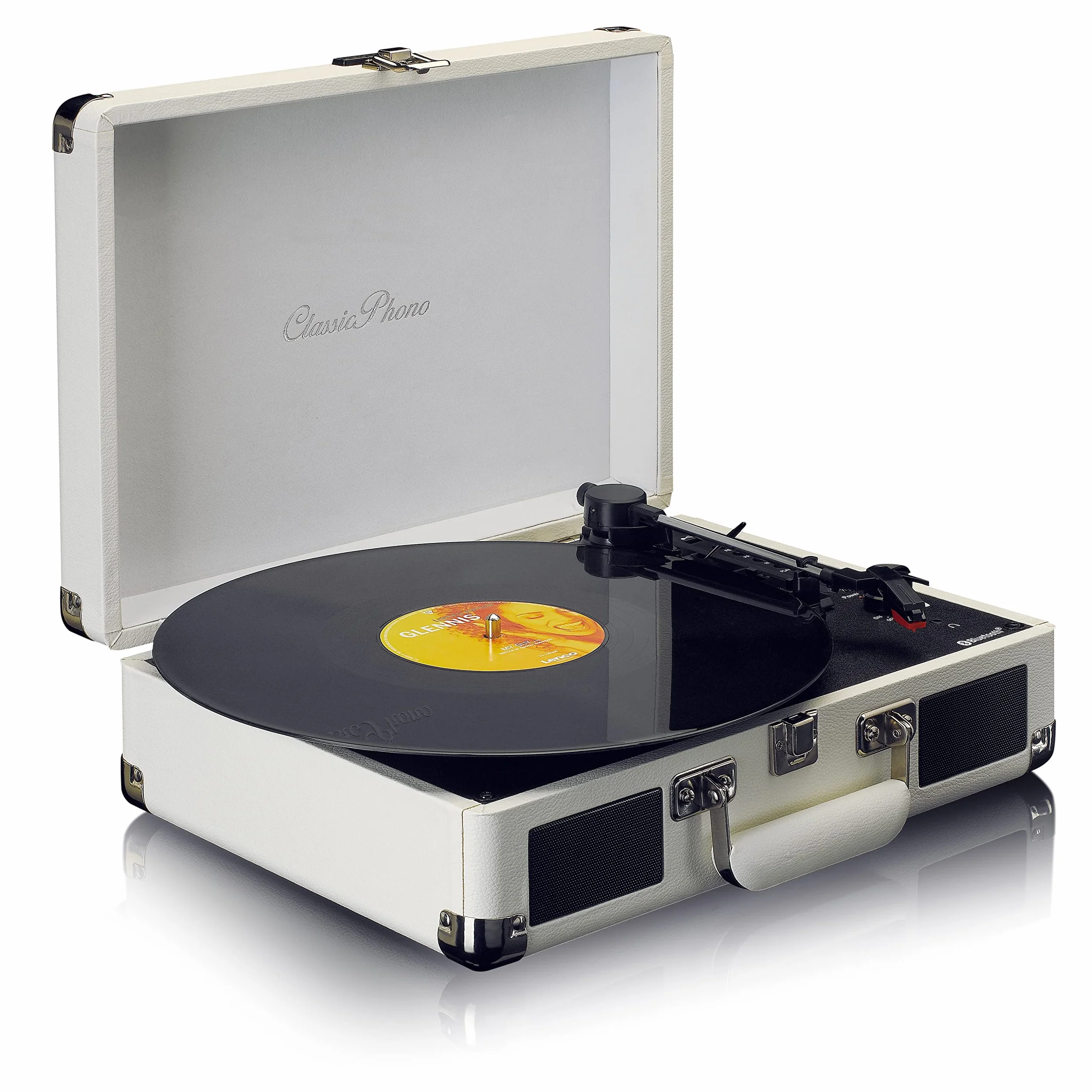 Lenco Gramofon Classic Phono TT-115 - gramofon - Bluetooth - USB - 3 prędkości - bezpośrednie nagrywanie na USB bez komputera - napęd pasowy - kremowy