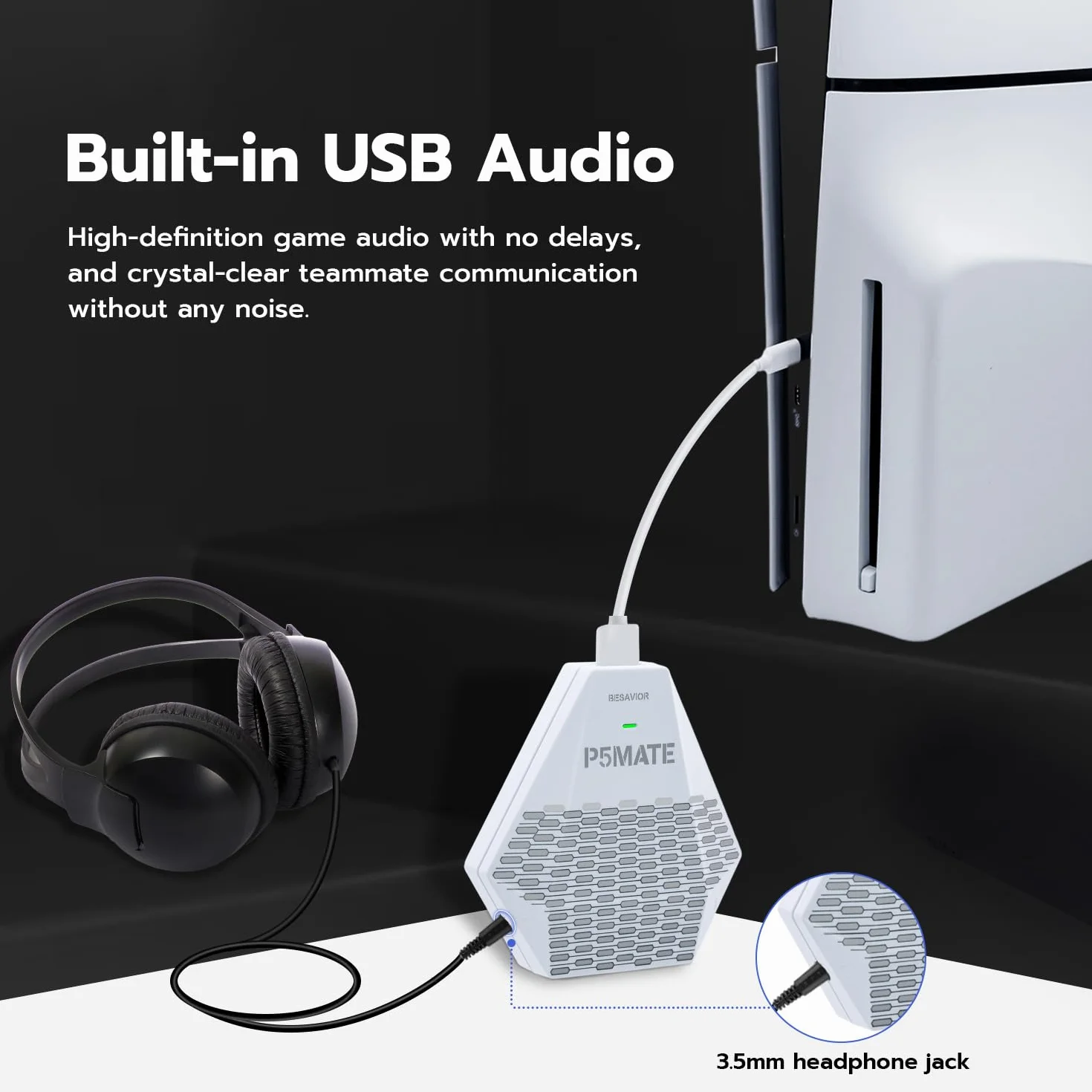 Besavior P5 Mate adapter USB do PS5/PS5 Slim, konwerter gier, niskie opóźnienia, obsługuje wiele kontrolerów