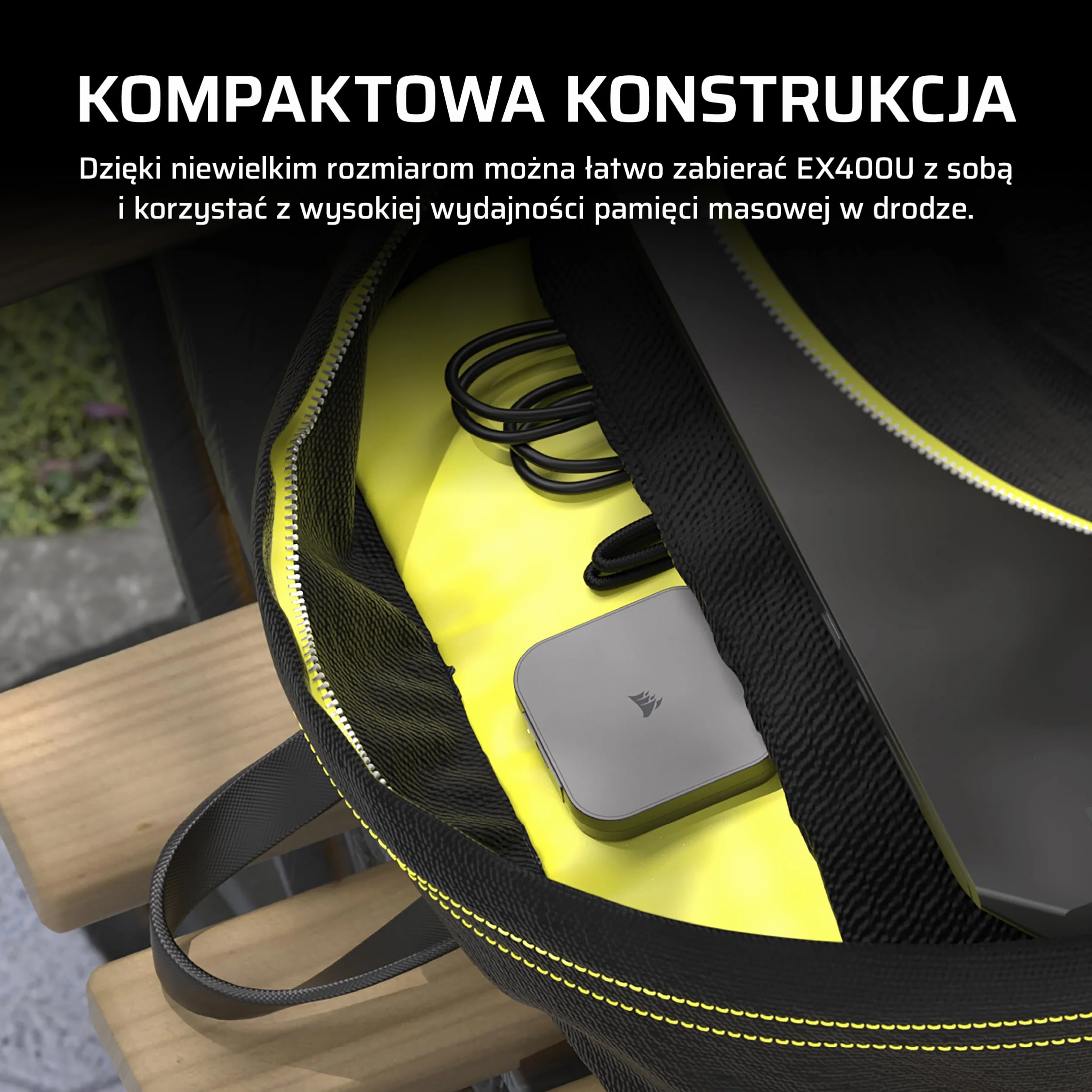 CORSAIR EX400U 1TB Przenośny SSD USB4 — USB Typ-C, USB4/USB 3.2 Gen2x2, do 40 Gb/s, Plug and Play, MagSafe, kabel USB-C (USB4) — Windows PC, Mac iOS — Szary