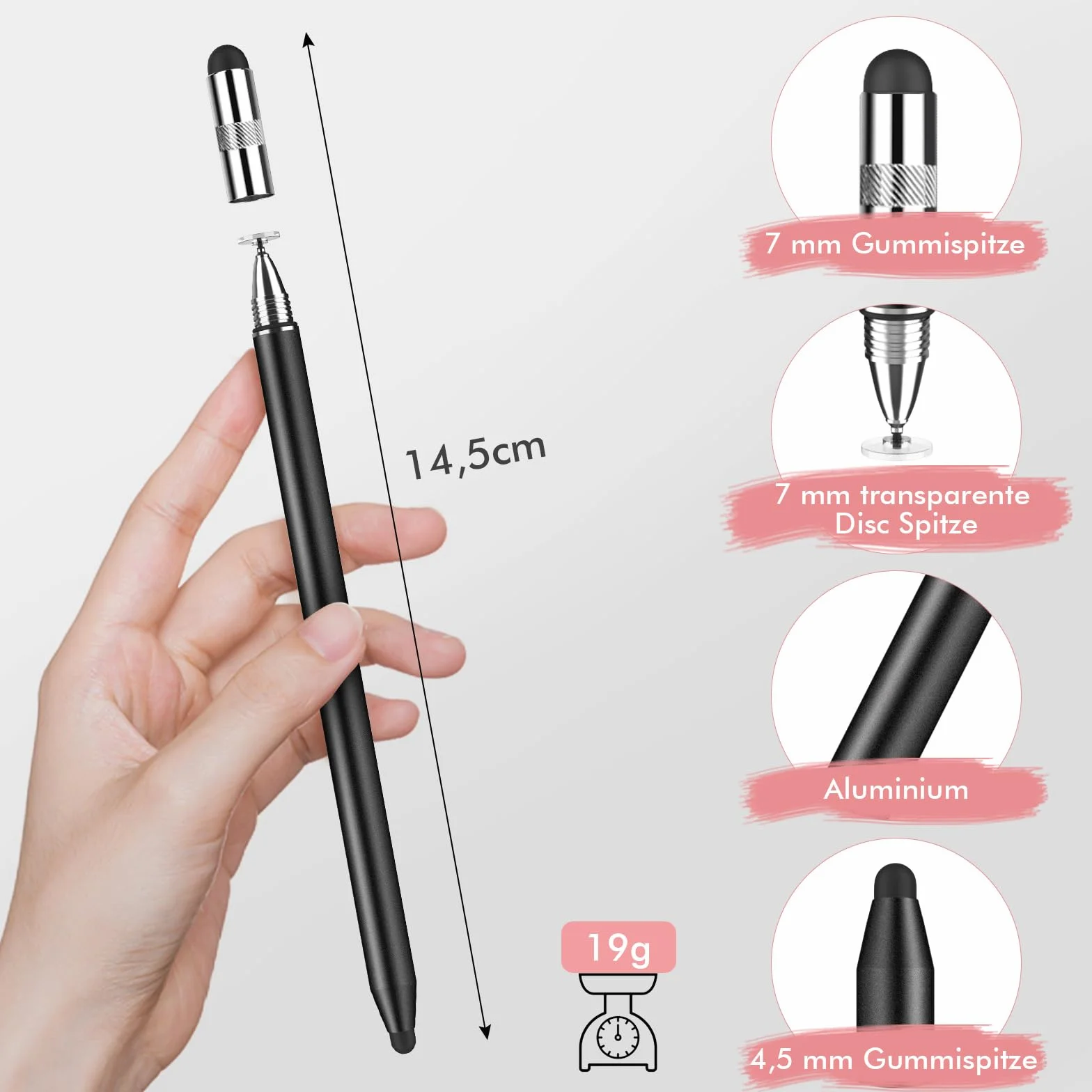 MEKO 3-częściowy zestaw 3 szt. rysik do ekranu dotykowego 3 w 1, gumowy rysik do wszystkich tabletów/telefonów komórkowych, takich jak iPhone iPad Pro/Mini/iWatch/Samsung Huawei Xiaomi Surface