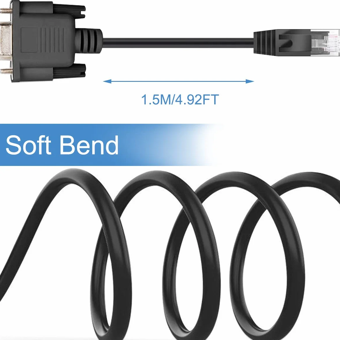Xiatiaosann RJ45 na RS232 Serial DB9 9-pin adapter kabel konsoli do Cisco do komputera, wtyczka RJ45 Ethernet LAN Rollover kabel konsoli, z konwerterem DB9 Gender