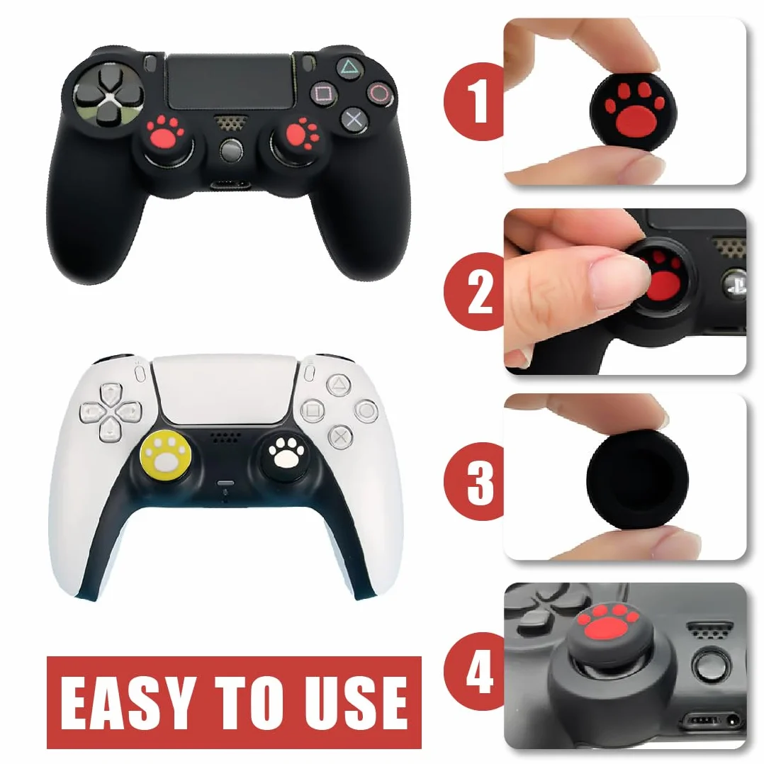 24 sztuki joysticka nakładki na joystick nakładki na joystick nakładki przełączniki analogowe nakładki na kciuk silikonowe nakładki na kciuki w łapach kota do kontrolera