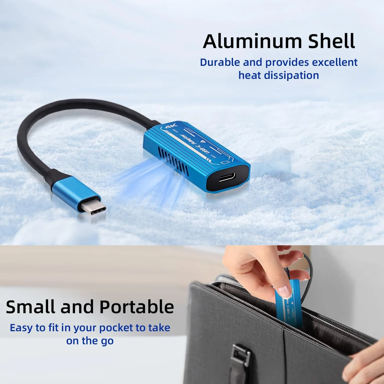 Mcbazel Adapter USB-C do okularów AR, obsługuje rozdzielczość 4K 60 Hz 1080p 60 Hz 100 W PD, szybkie ładowanie, adapter USB-C męski na żeński do PS5/PS4/Switch/Xbox/Steam Deck/ROG Ally/XREAL/RayNeo