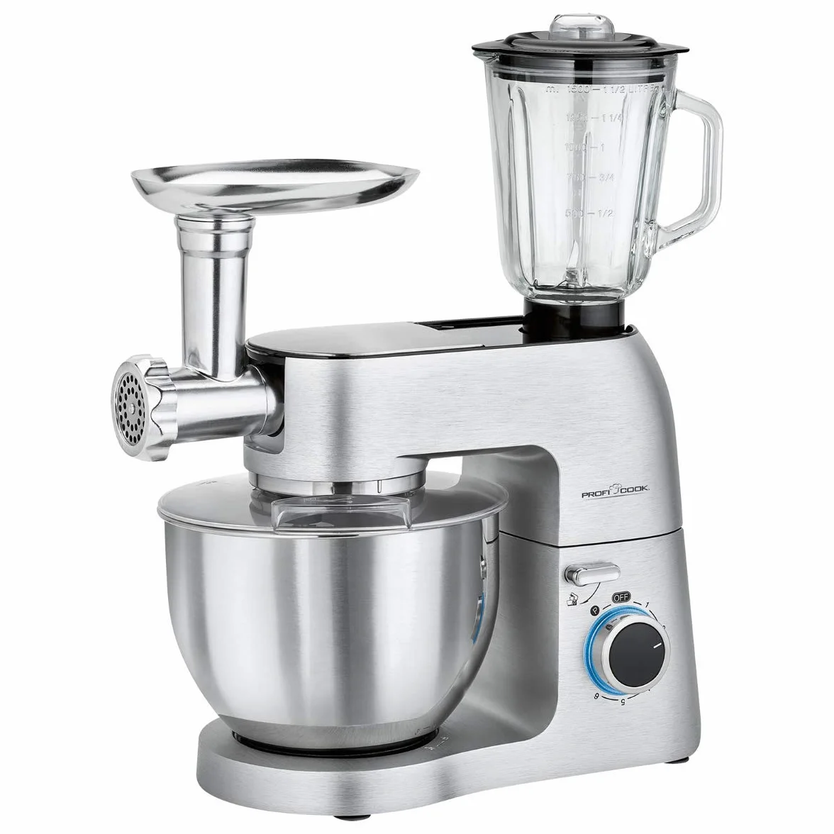 Profi Cook PC-KM 1189 Wielofunkcyjny robot cukierniczy 3 w 1 1500 W srebrny