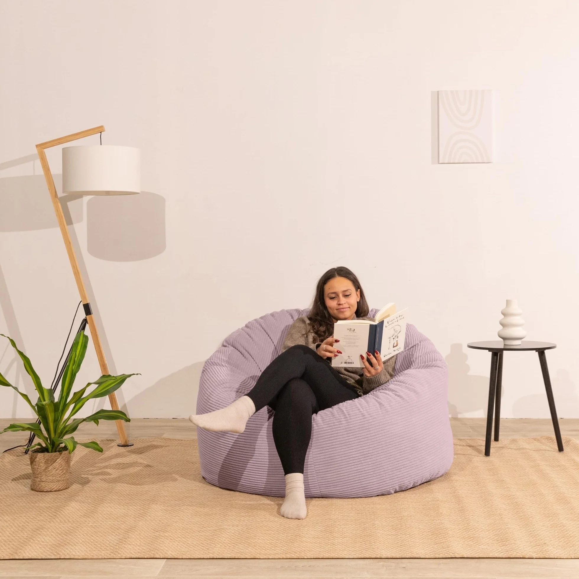 bananair - Worek do siedzenia ze sztruksu szeroko prążkowanego dla dorosłych i dzieci – miękki, wygodny i elegancki – optymalne podparcie – fotel worek XXL z wypełnieniem, Bean Bag (100 cm