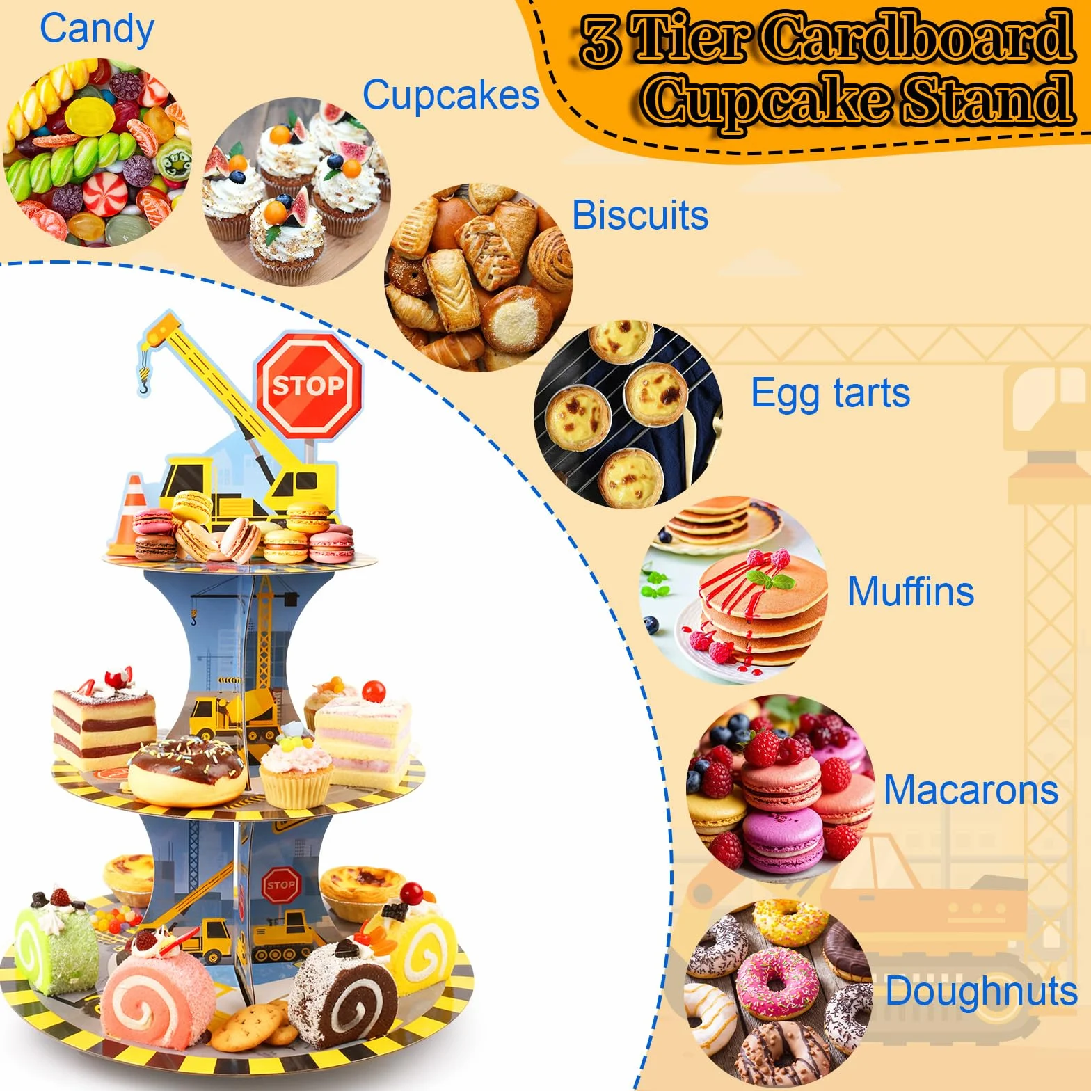 Budowa podstawki na babeczki, kartonowa patera na tort, 3-poziomowa wieża na babeczki, wielokrotnego użytku, dla dzieci, na przyjęcie urodzinowe, baby shower, spotkania