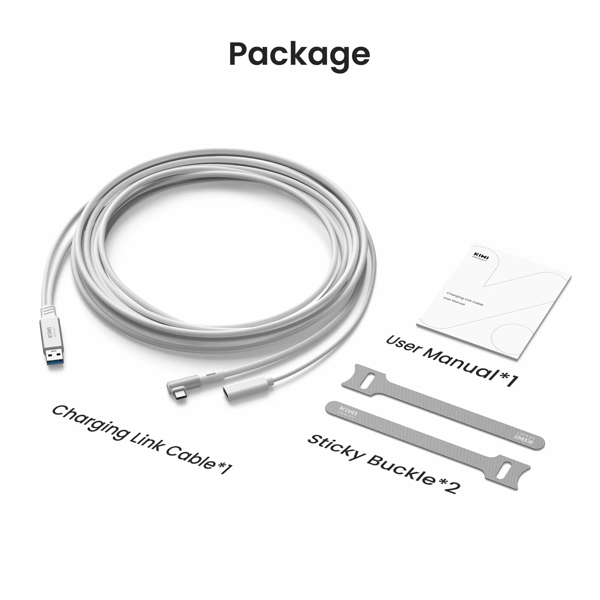 KIWI design Kabel łączący z ładowaniem 5M, kompatybilny z akcesoriami Meta Quest 3s/3/2/Pro/Pico 4 i PC/SteamVR kabel łączący USB 3.0 do USB C z superprędkością 5 Gb/s do rozszerzonej rozgrywki biały