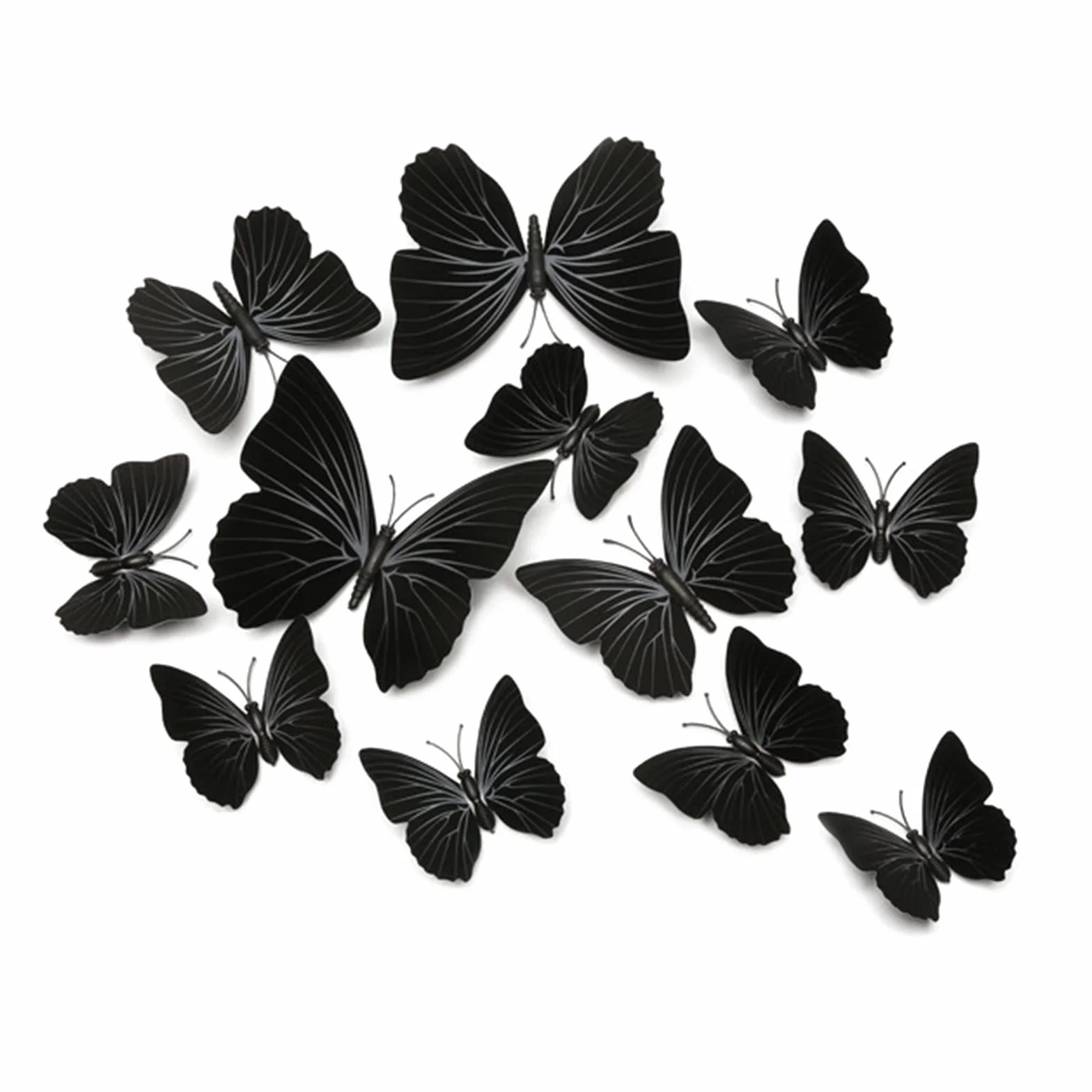 FuninCrea magnetyczne naklejki 3D motyl wodoodporne czarne
