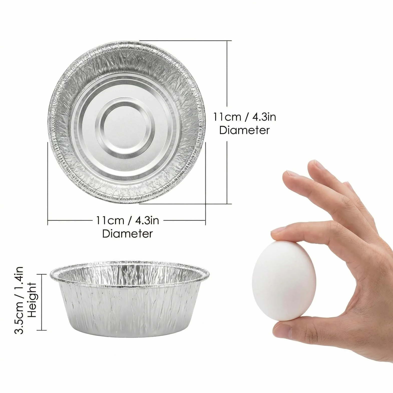 Aluminiowe foliowe naczynia do ciasta 50 sztuk 11 x 3,3 cm jednorazowe tacki do pieczenia