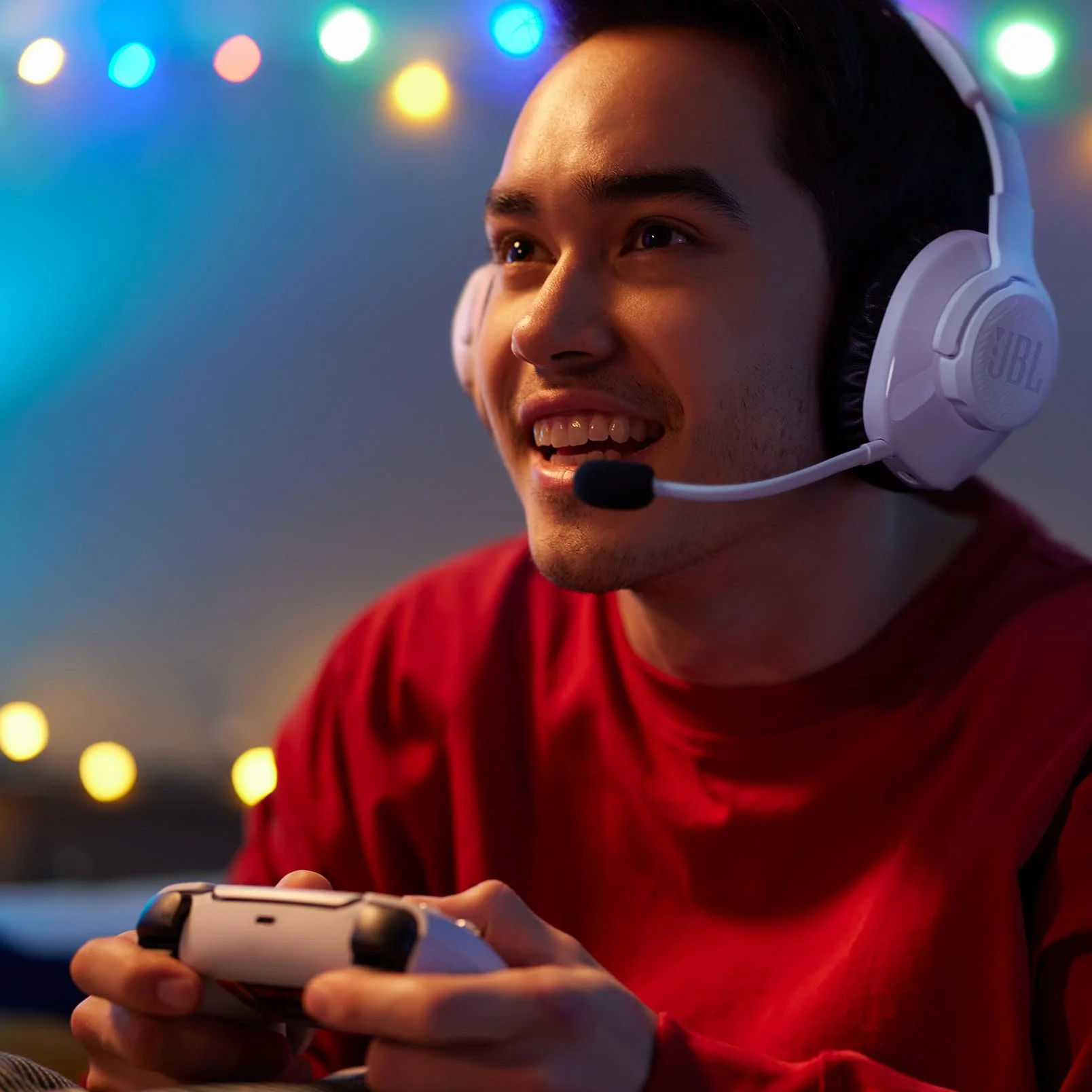 JBL Quantum 360P Bezprzewodowy Zestaw Słuchawkowy z Mikrofonem do Gier PS4 PS5 Nintendo Switch Xbox PC 22h Biały