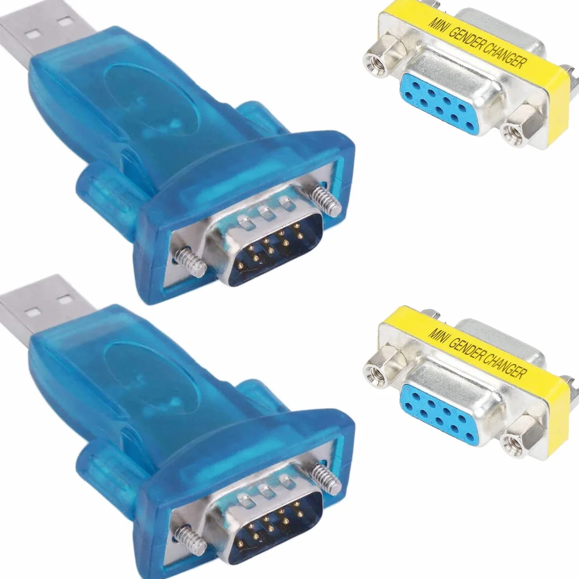 2 Sztuki Usb Na Rs232 Wtyczka Adapter Serial Port Db9 9 Pin Wtyczka Konwerter Adapter Chip Z Rs-232 Db9 Gniazdo Na Gniazdo Adapter Do Xp/Vista/Win7/8/10