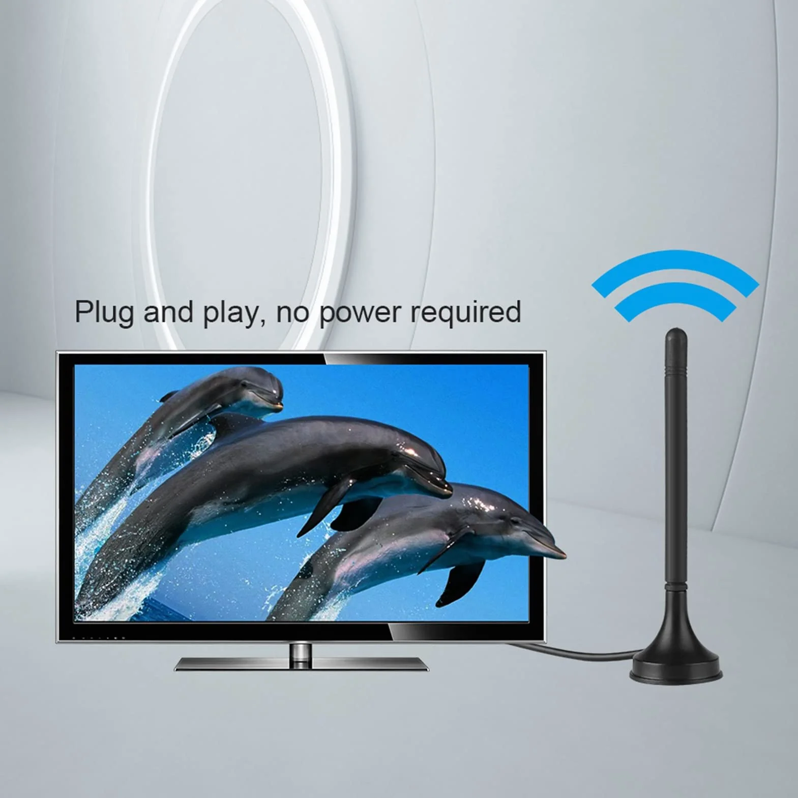 Yosoo Health Gear Cyfrowa antena telewizyjna, wewnętrzna antena cyfrowa -T z podstawą magnetyczną, 4,9 m, do telewizji domowej, telewizji samochodowej