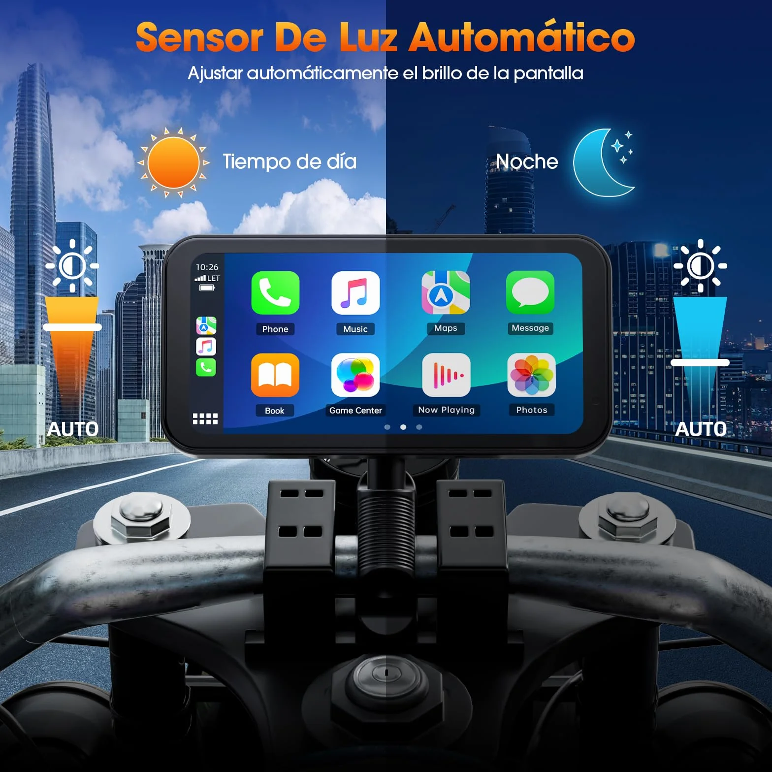 Volam Motocyklowy ekran Carplay z designerskim uchwytem do motocykli, bezprzewodowy CarPlay i Android Auto, przenośny ekran dotykowy 6,25", obsługuje nawigację/asystent głosowy
