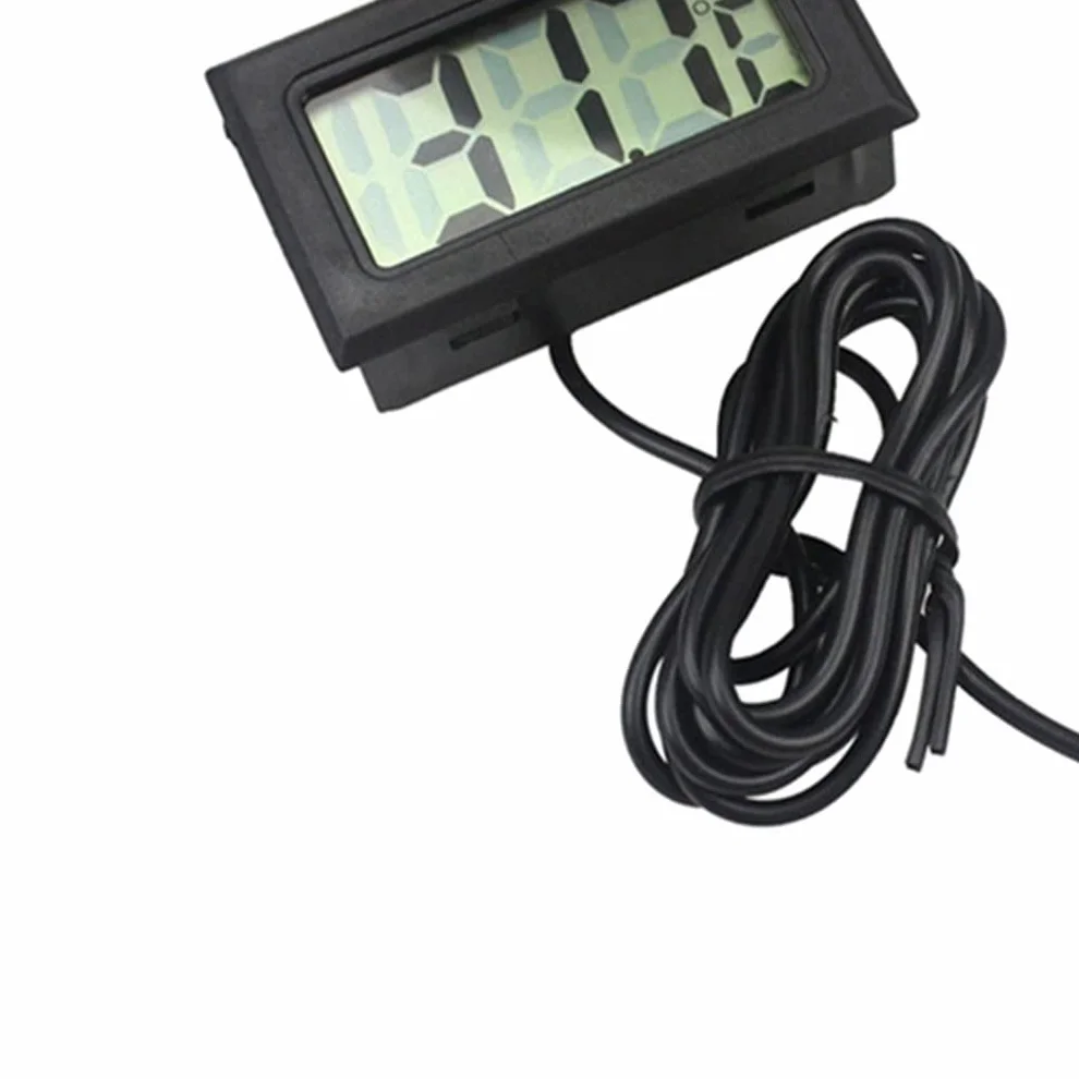 Cyfrowy termometr LCD monitor temperatury z zewnętrzną sondą do lodówki, zamrażarki, lodówki, akwarium, czarny