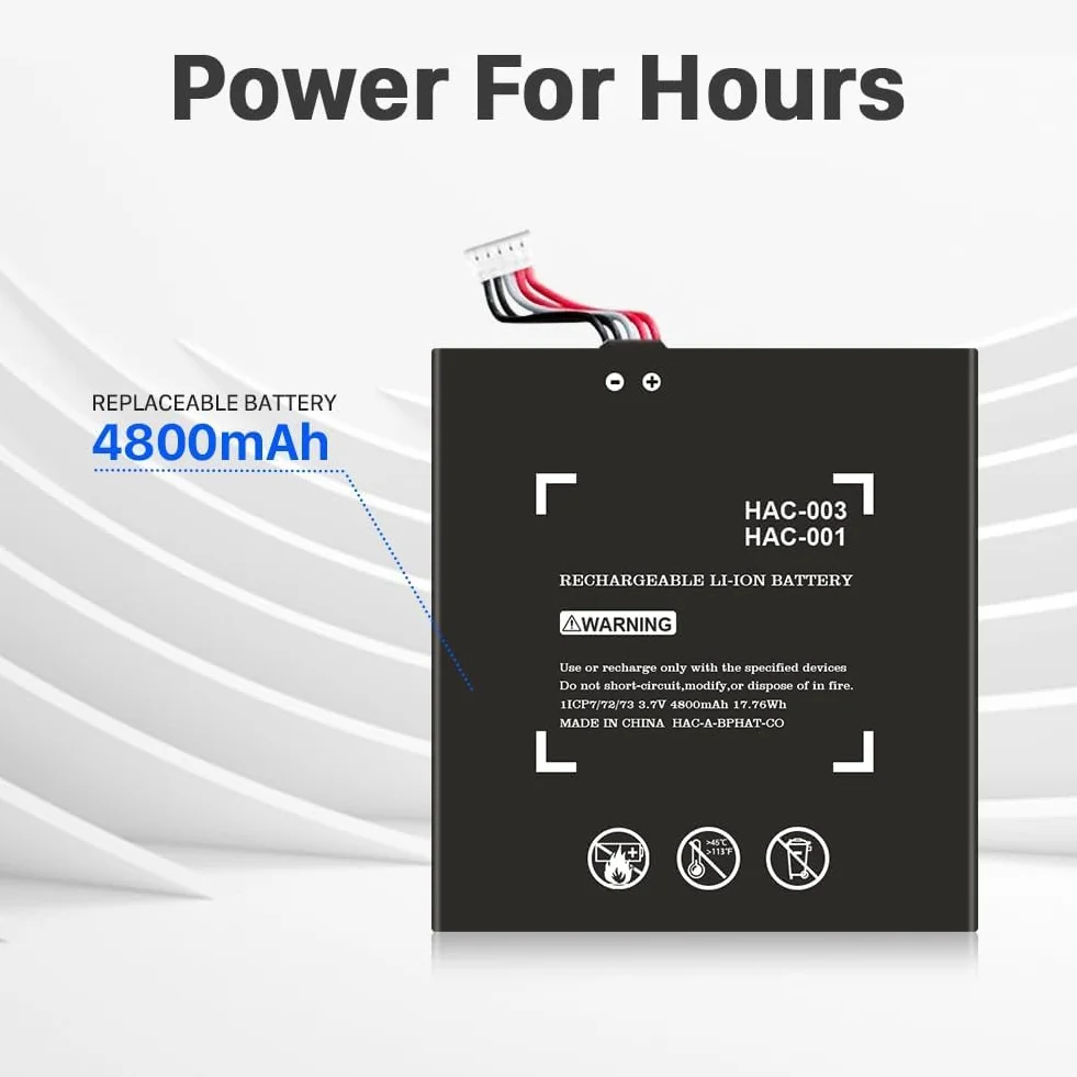 Akumulator do HAC-003, zmodernizowany akumulator litowo-jonowy o dużej pojemności 4800 mAh, kompatybilny z Nintendo Switch 2017 HAC-001, HAC-A-BPHAT-C0 HAC-S-JP, konsola do gier, akumulator z zestawem