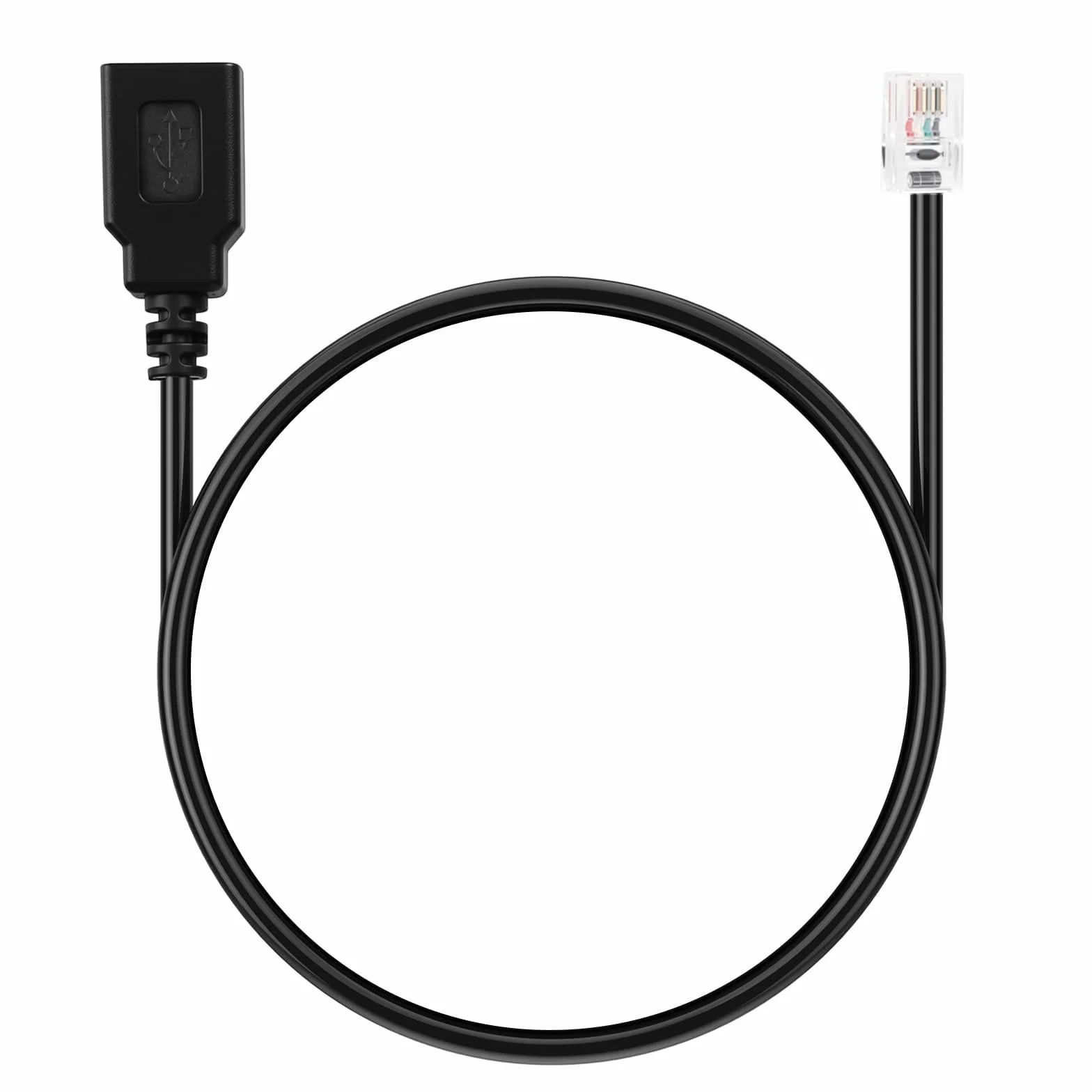 Kabel RJ9 Męski na USB Żeński, 30cm Adapter 4P4C na Gniazdo Telefoniczne USB do Telefonów VoIP Faksów i Demodulacji Połączeń Telefonicznych (Czarny)