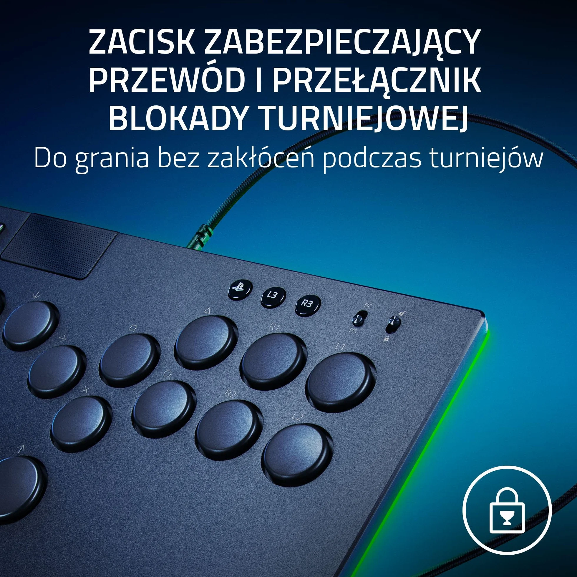 Razer Kitsune - Optyczny kontroler zręcznościowy tylko klawisze do PS5 i PC (Precyzyjny układ czterech przycisków ruchu, Liniowe niskoprofilowe przełączniki optyczne Razer) Czarny