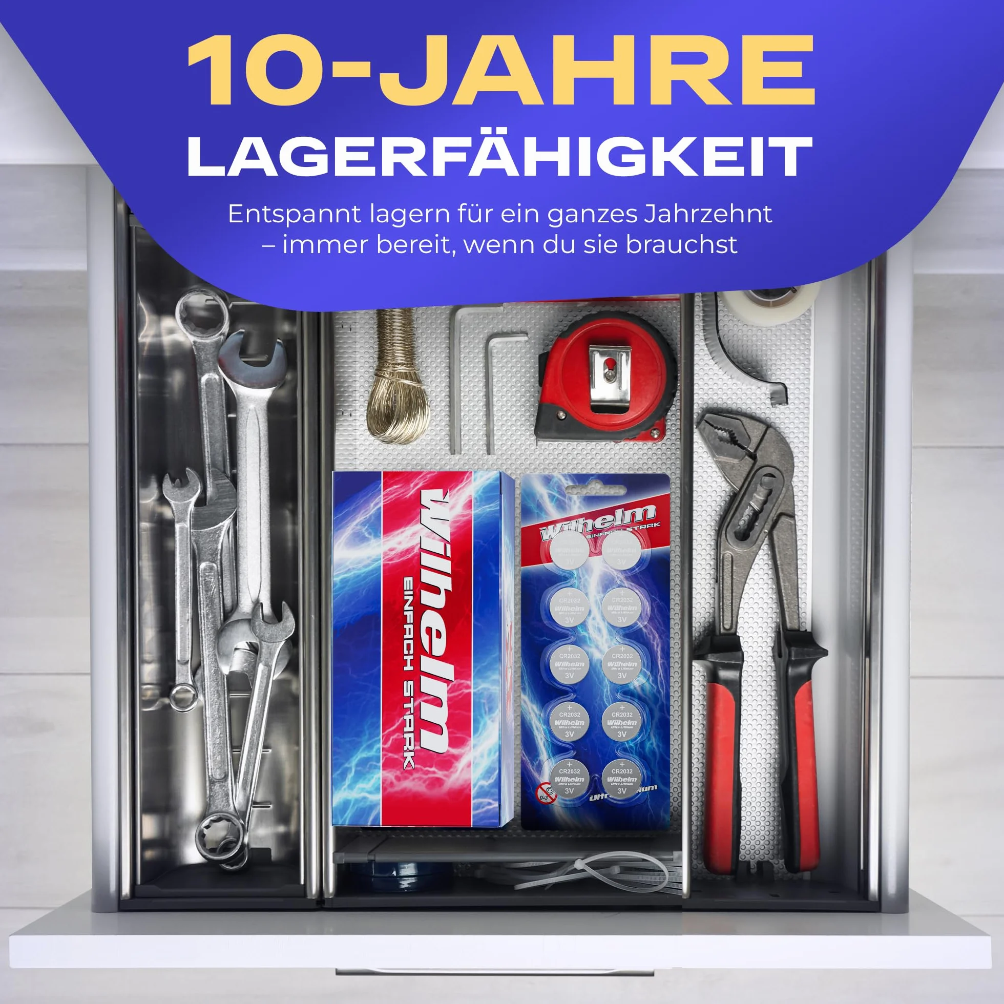 10 x litowa bateria guzikowa CR2032 Wilhelm 3 V, pakowana w blister