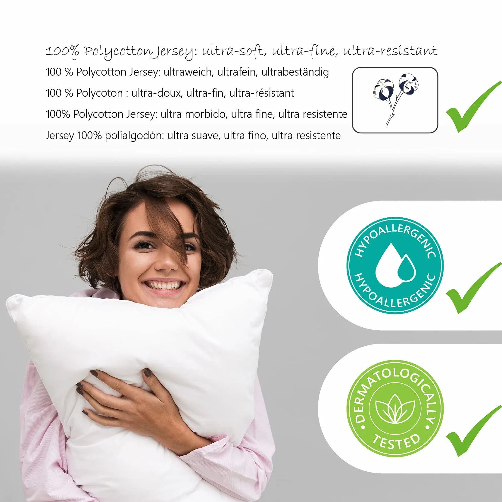Wodoodporna poszewka na poduszkę 40x70 cm Oeko-Tex Aegis hipoalergiczna zestaw 2 sztuk