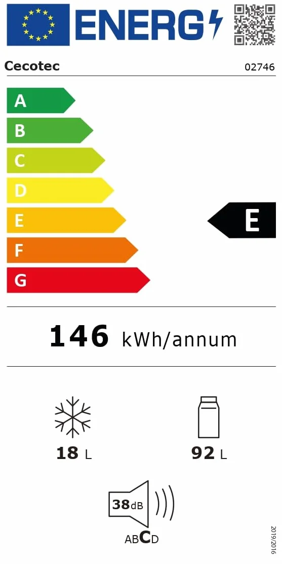 Cecotec Bolero CoolMarket TT Origin 110 Red E. Mini lodówka Retro 1-drzwiowa 110 l