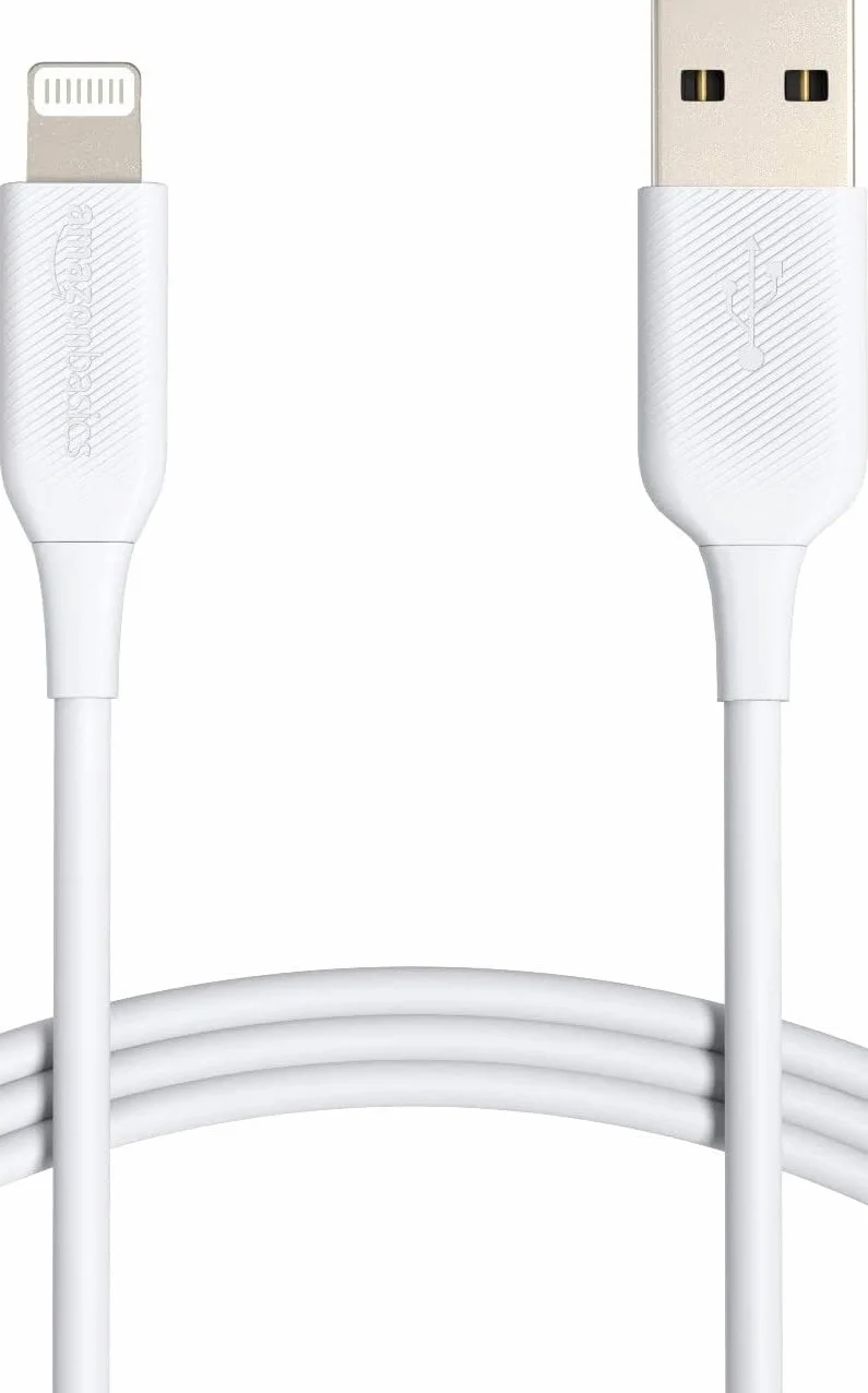 Amazon Basics Kabel połączeniowy Lightning na USB-A, certyfikowany przez MFi kabel do ładowania do iPhone'a, biały, 0,9 m