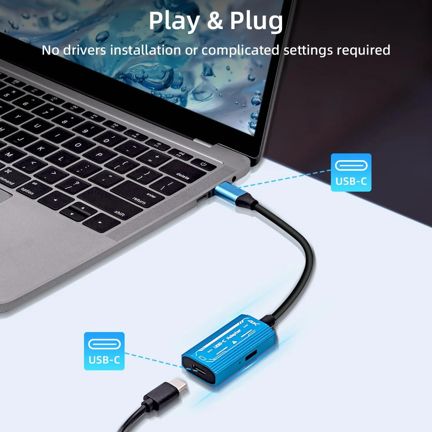 Mcbazel Adapter USB-C do okularów AR, obsługuje rozdzielczość 4K 60 Hz 1080p 60 Hz 100 W PD, szybkie ładowanie, adapter USB-C męski na żeński do PS5/PS4/Switch/Xbox/Steam Deck/ROG Ally/XREAL/RayNeo