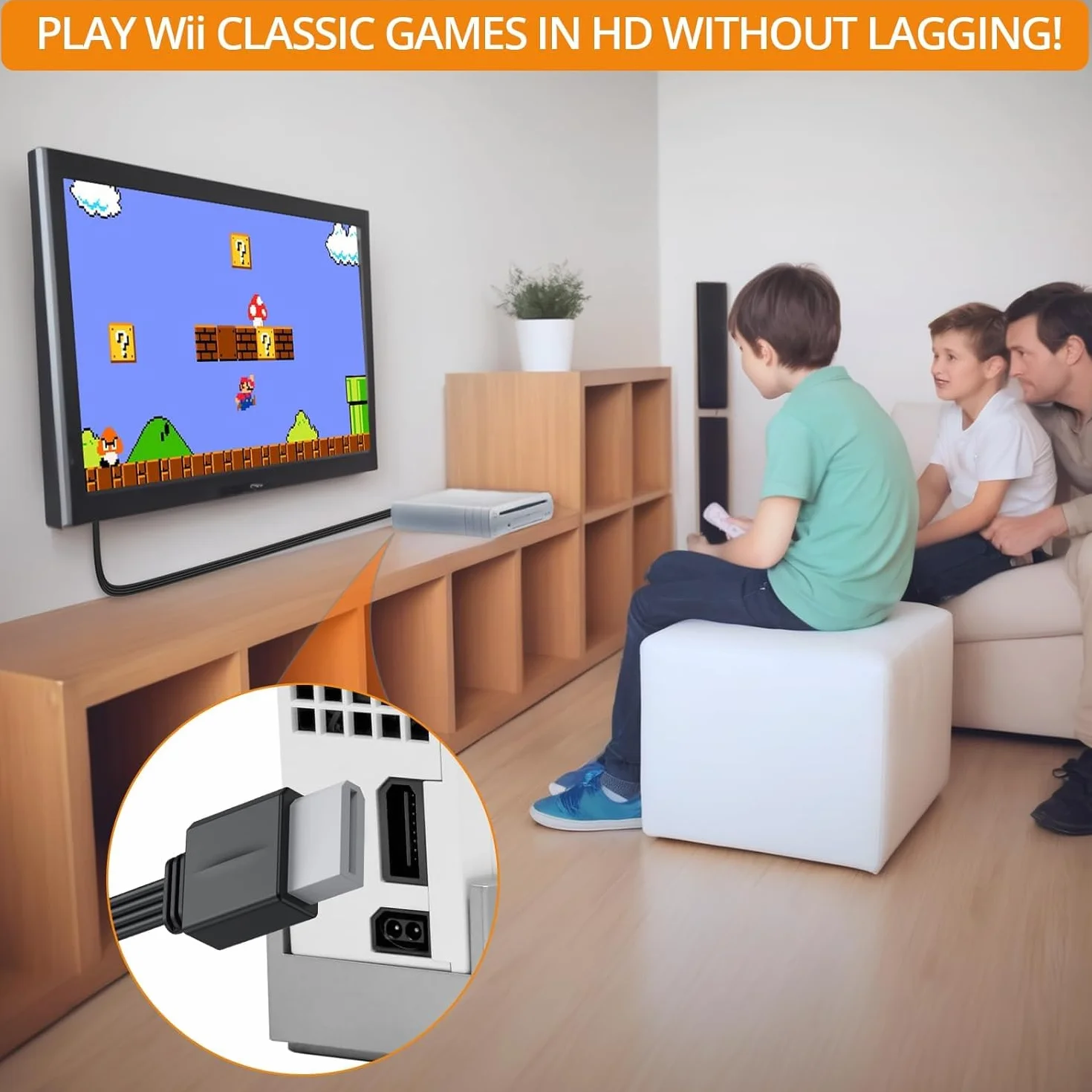 Neoteck Adapter Wii HDMI, adapter Wii HDMI 150 cm z konwerterem 1080P/720P i wbudowanym kablem Wii, lekki i wiszący do monitorów, projektorów lub HDTV - czarny