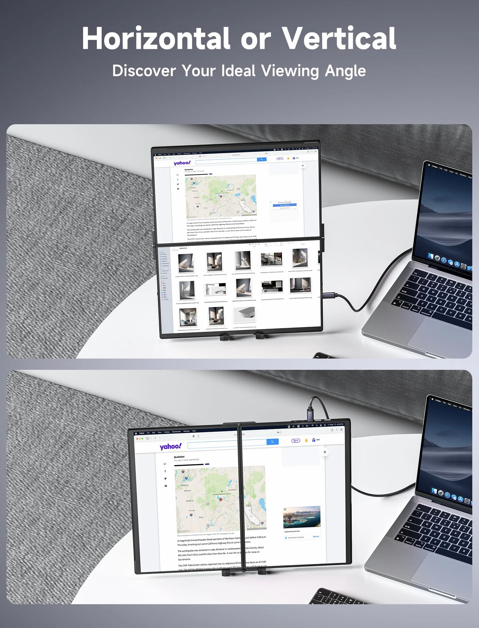 JSAUX FlipGo Przenośny stojak na ekran 13,5'' 15,6'' 16-calowy przenośny przedłużacz monitora - czarny
