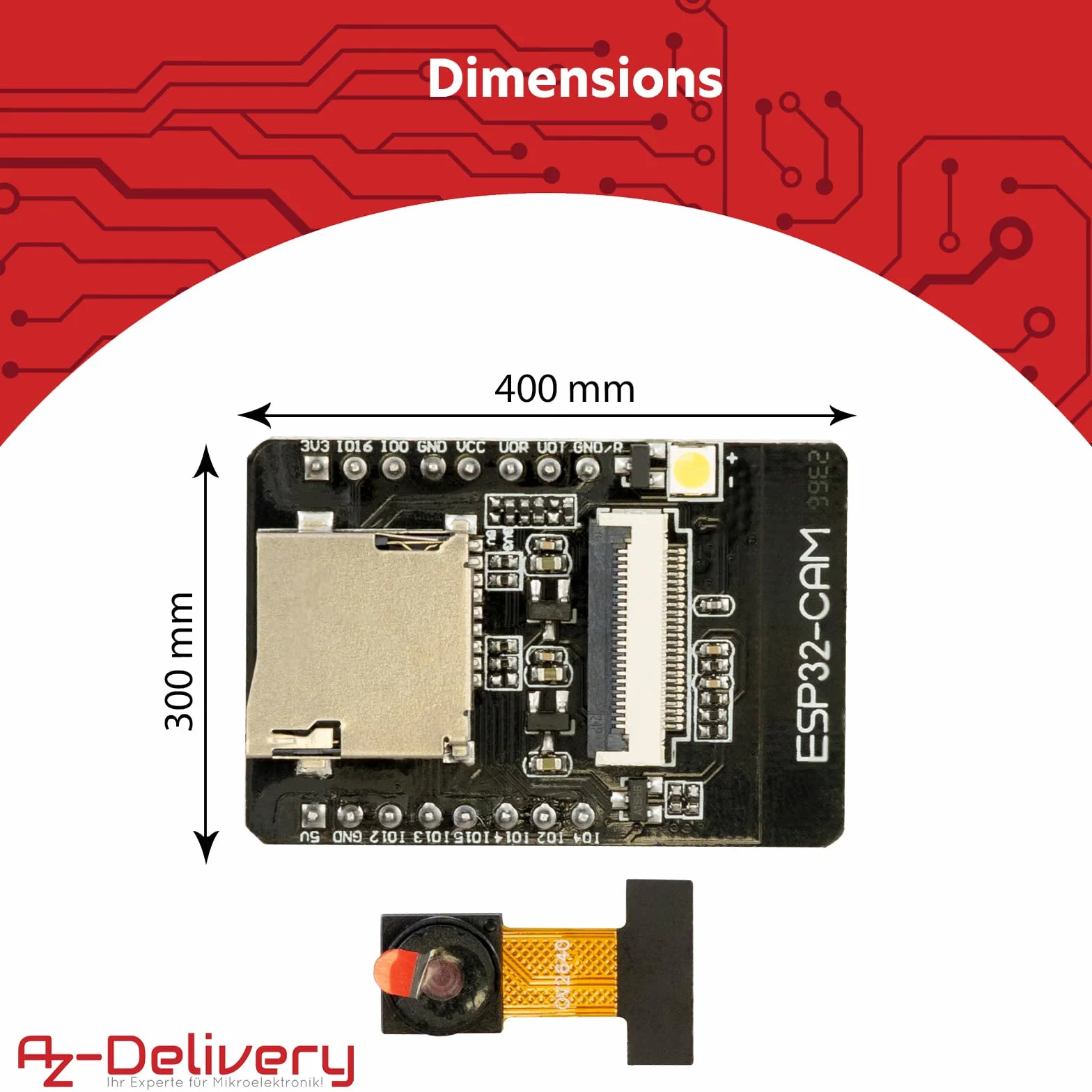 AZDelivery Moduł kamery ESP32 + Bluetooth ESP32 5V dwurdzeniowy 32-bitowy procesor z płytką rozwojową aparatu 2MP kompatybilny z Arduino, w tym e-book!