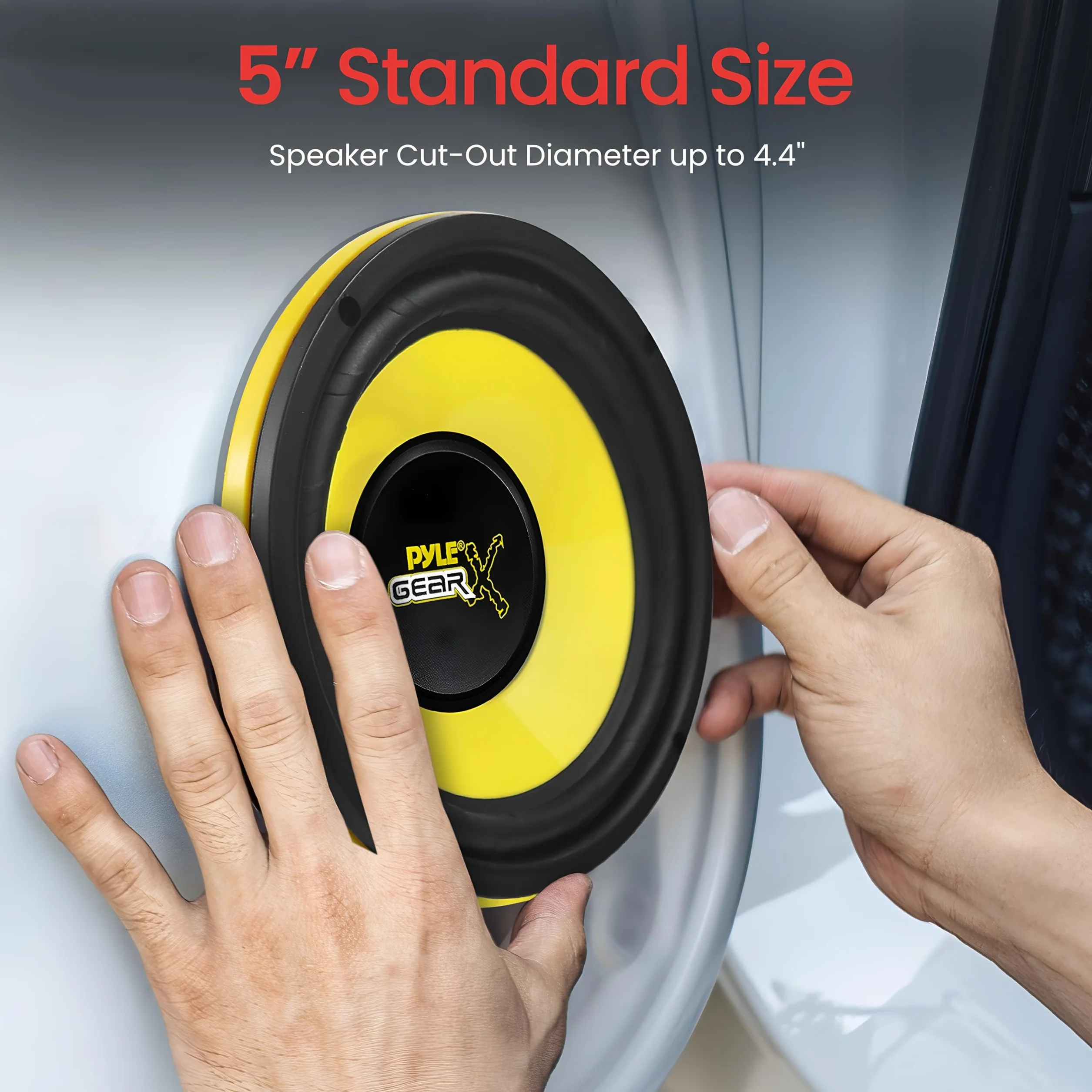 Pyle Car Mid Bass Speaker System, 5" 200W 4 Ohm Auto Mid-Bass Component Poly Woofer Audio Sound Speakers for Car Stereo, 30 Oz Magnet, 2.32” Mount Depth, Cone, High Temp Aluminum Voice Coil (Yellow)