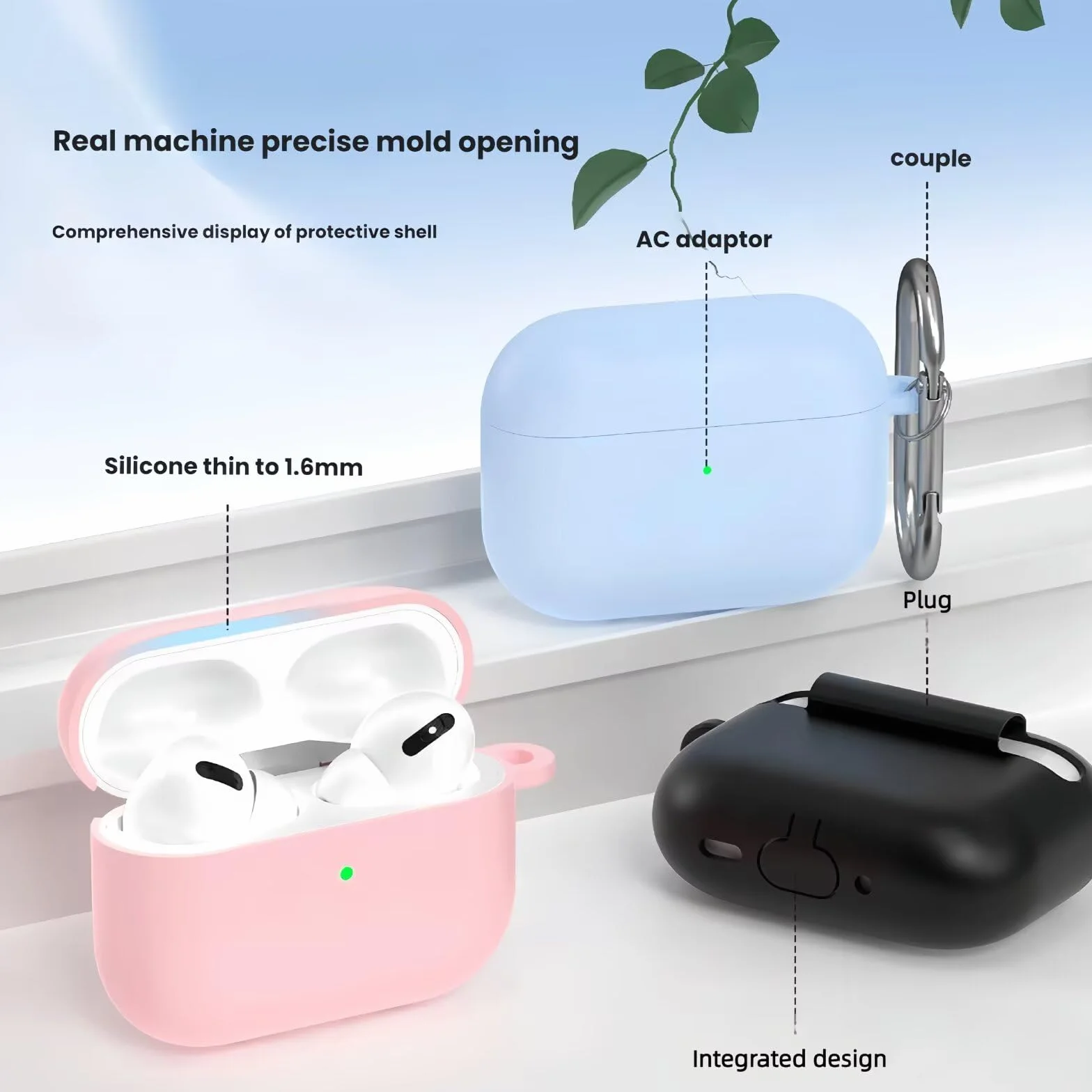 FTRONGRT Etui kompatybilne z AirPods Pro 3, miękki silikon, odporne na zarysowania, czarne