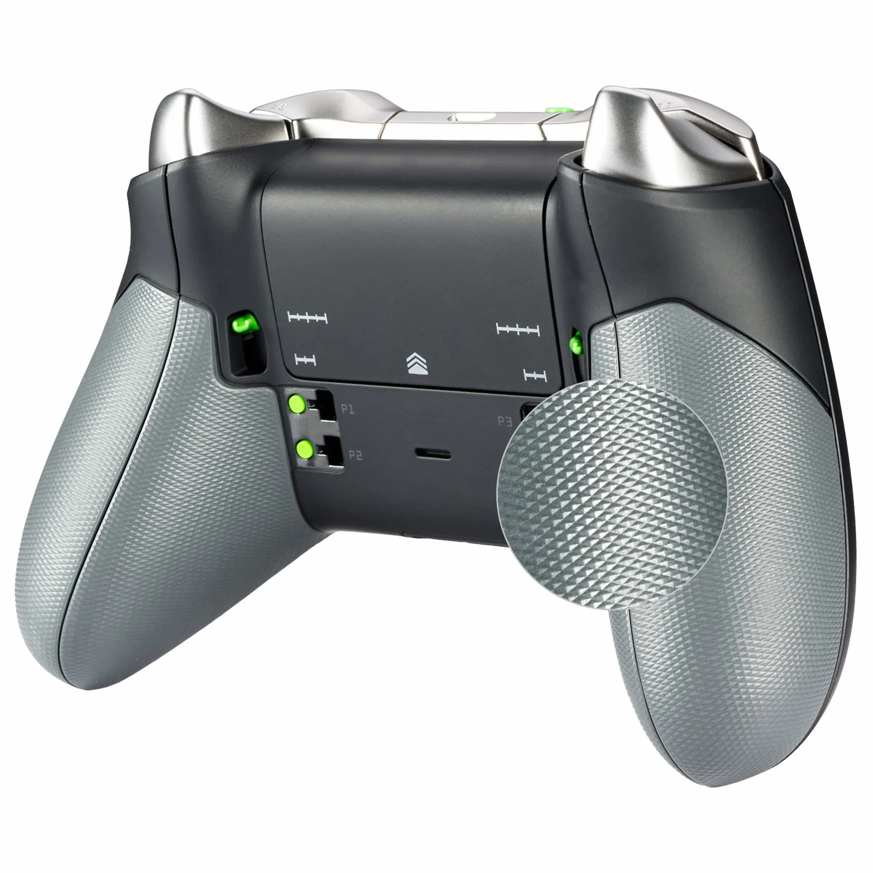 eXtremeRate Gumowane szyny prawe po lewej stronie, zamienne uchwyty z tylnym uchwytem, zestawy tylnych paneli czołowych do kontrolera Xbox One Elite (model 1698)