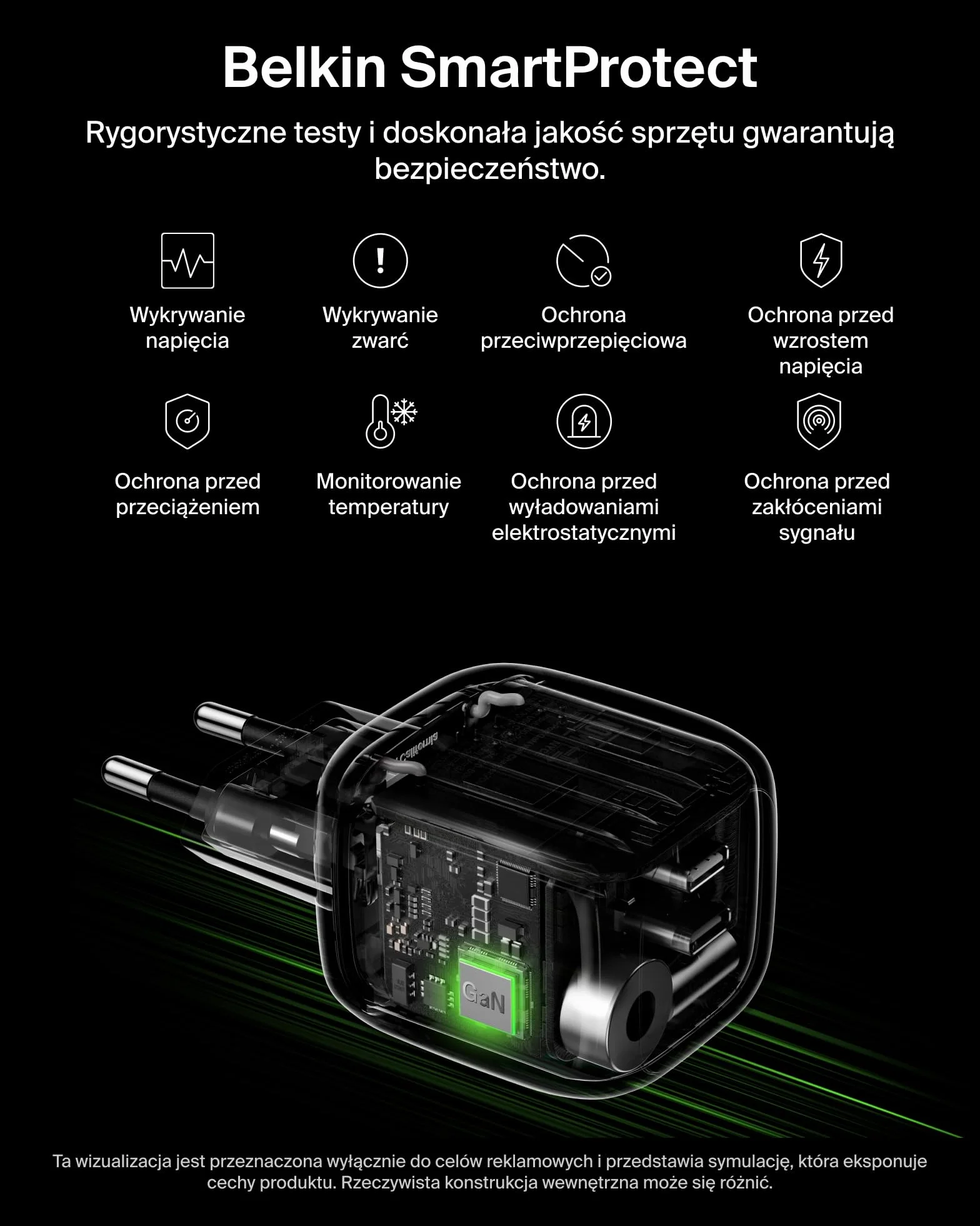 Belkin 2-portowa Ładowarka USB-C 50 W, Ładowarka GaN z 2 Portami USB-C, Szybkie Ładowanie Urządzeń MacBook, iPhone 17, iPad Pro, Chromebook, Galaxy S25 Ultra, Pixel 10 – Akcesoria Podróżne – Czarna