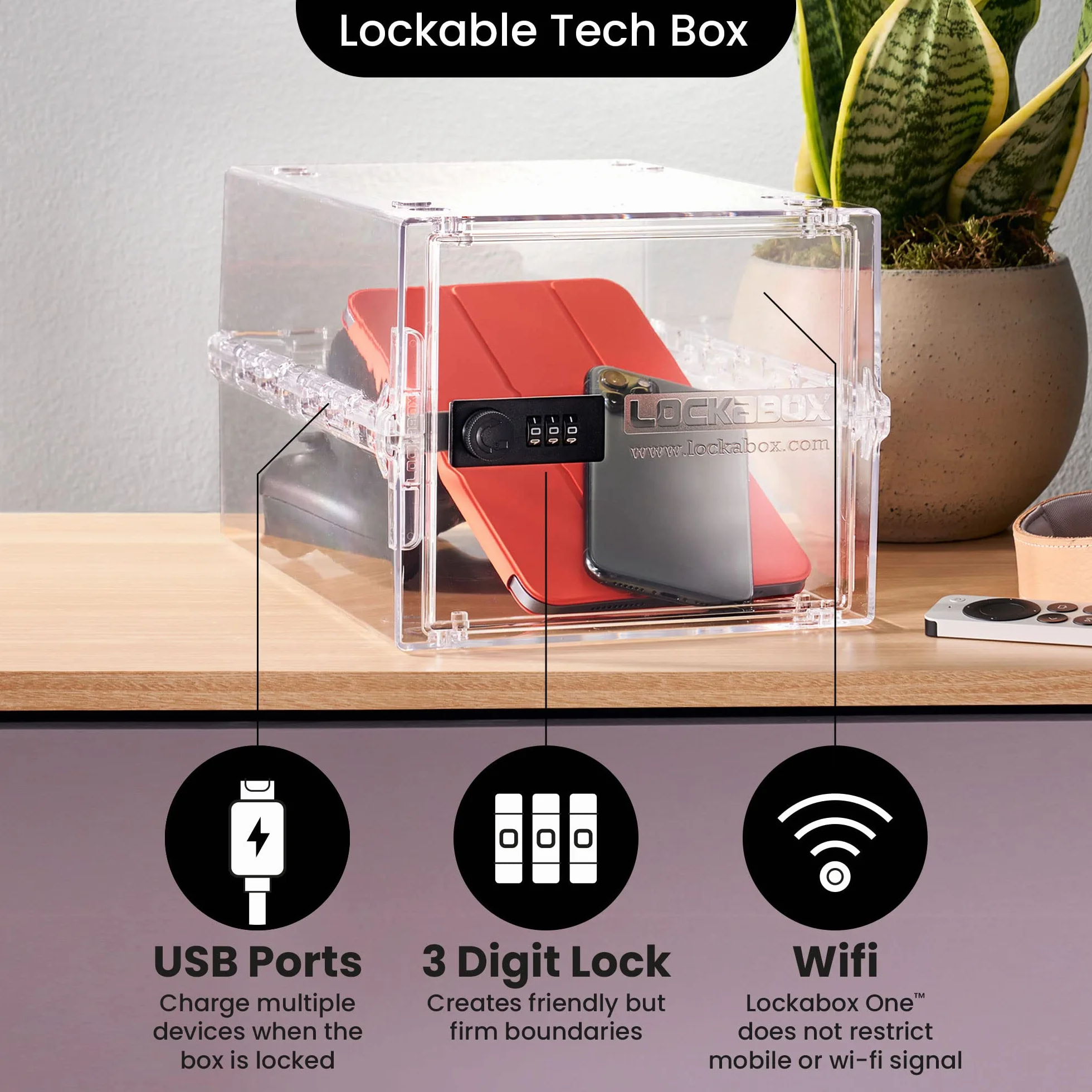Lockabox One Zamykane pudełko do przechowywania 10 l zamek szyfrowy 31 x 21 x