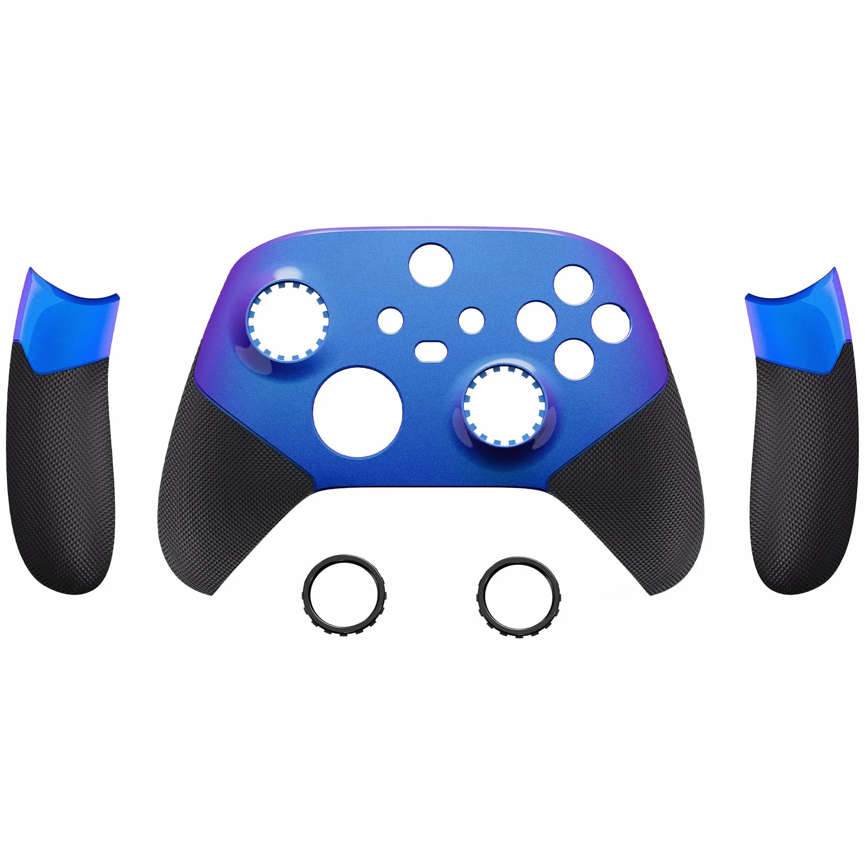 eXtremeRate Kameleon Fioletowy Niebieski ASR Wersja Wydajność Gumowane Szyny Boczne Przednia Obudowa dla Xbox Series X/S Controller z Pierścieniami Akcentującymi