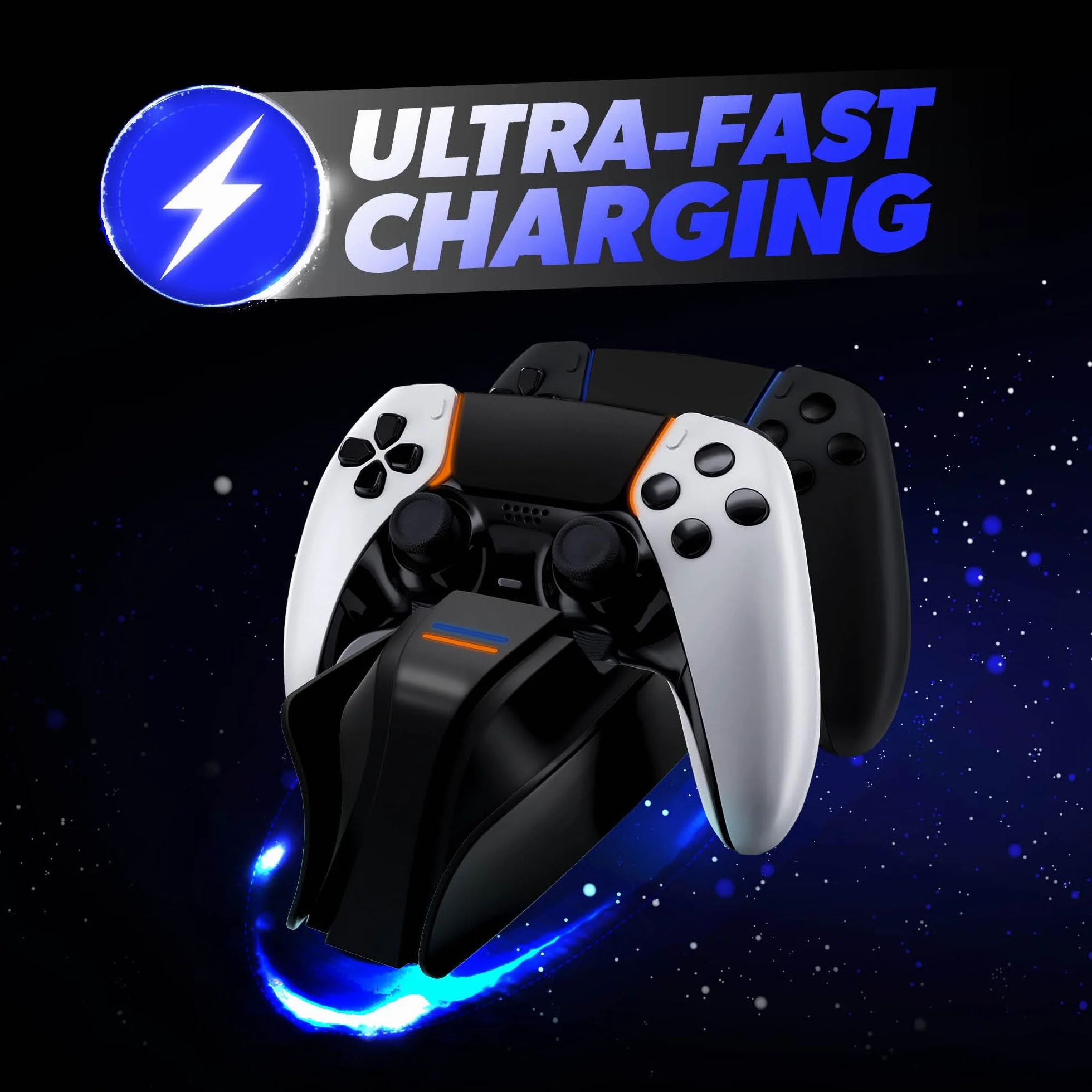 Snakebyte PS5 TWIN:CHARGE 5 - PlayStation 5 charging station for DualSense controller, charger kit for 2 wireless controllers including Type-C cable, LED charge status display, PS5 design, Black